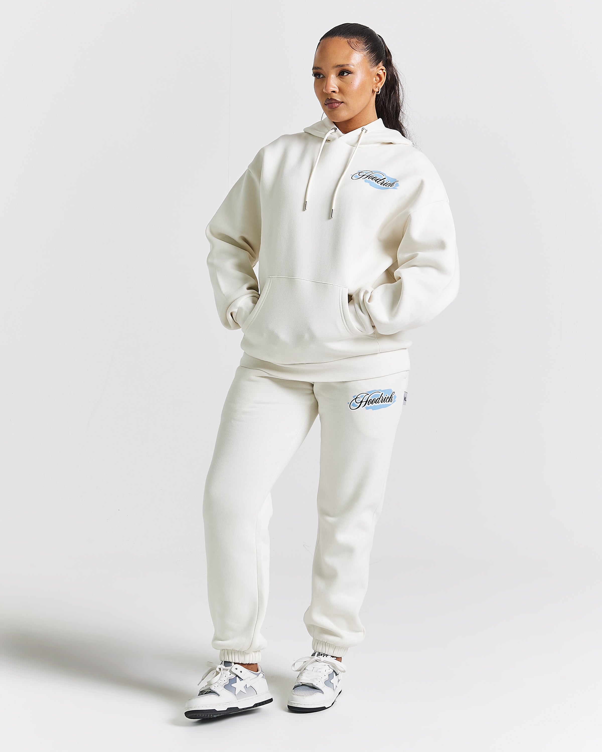 Felpa con cappuccio oversize Grillz - Bianco/Rosso/Blu