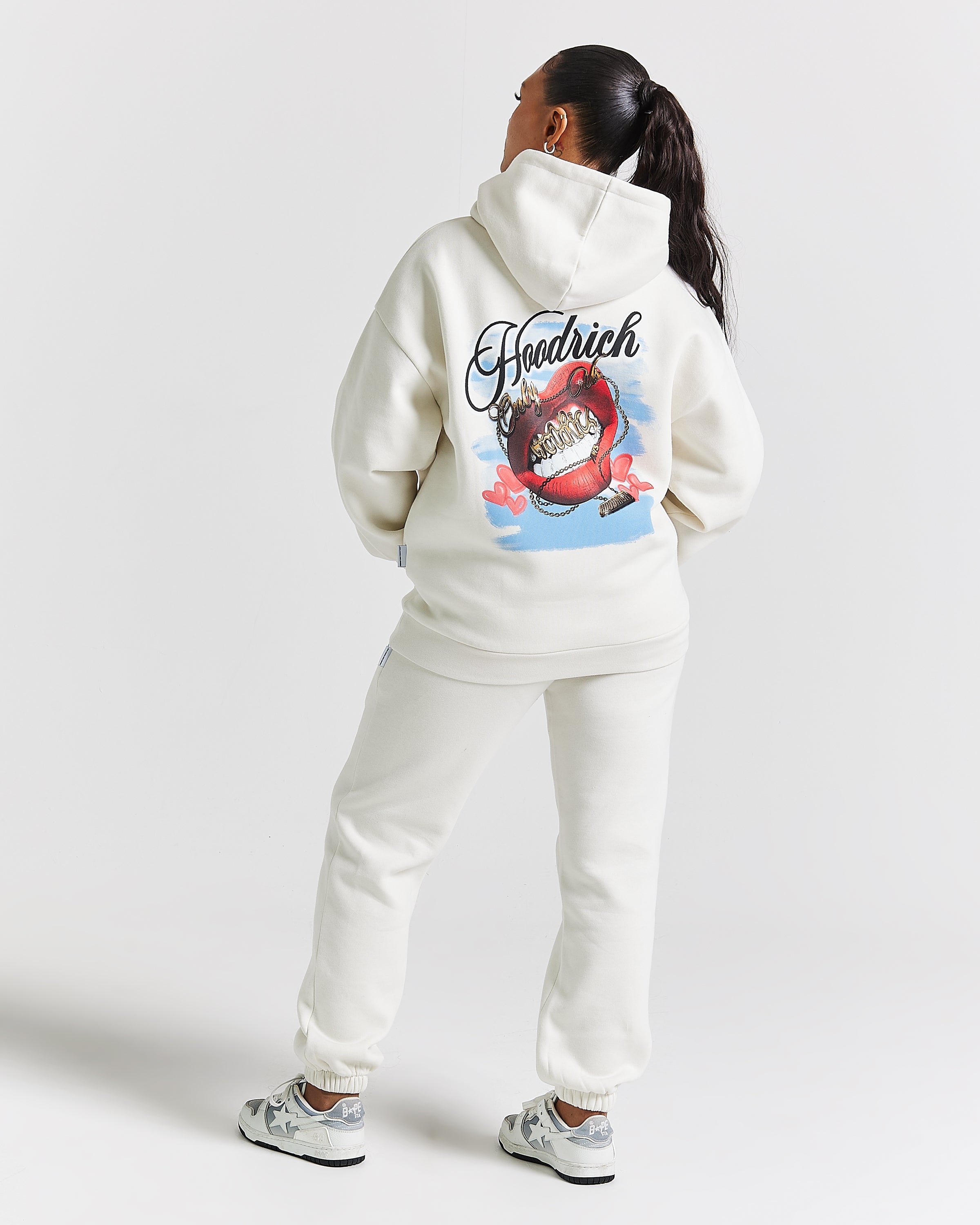 Felpa con cappuccio oversize Grillz - Bianco/Rosso/Blu