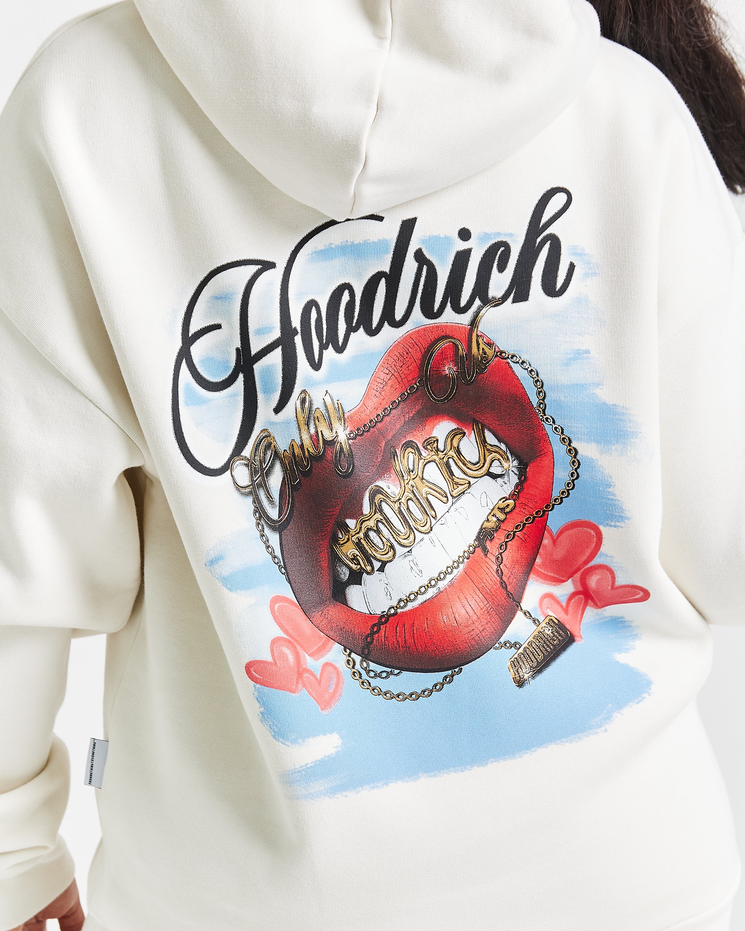 Felpa con cappuccio oversize Grillz - Bianco/Rosso/Blu