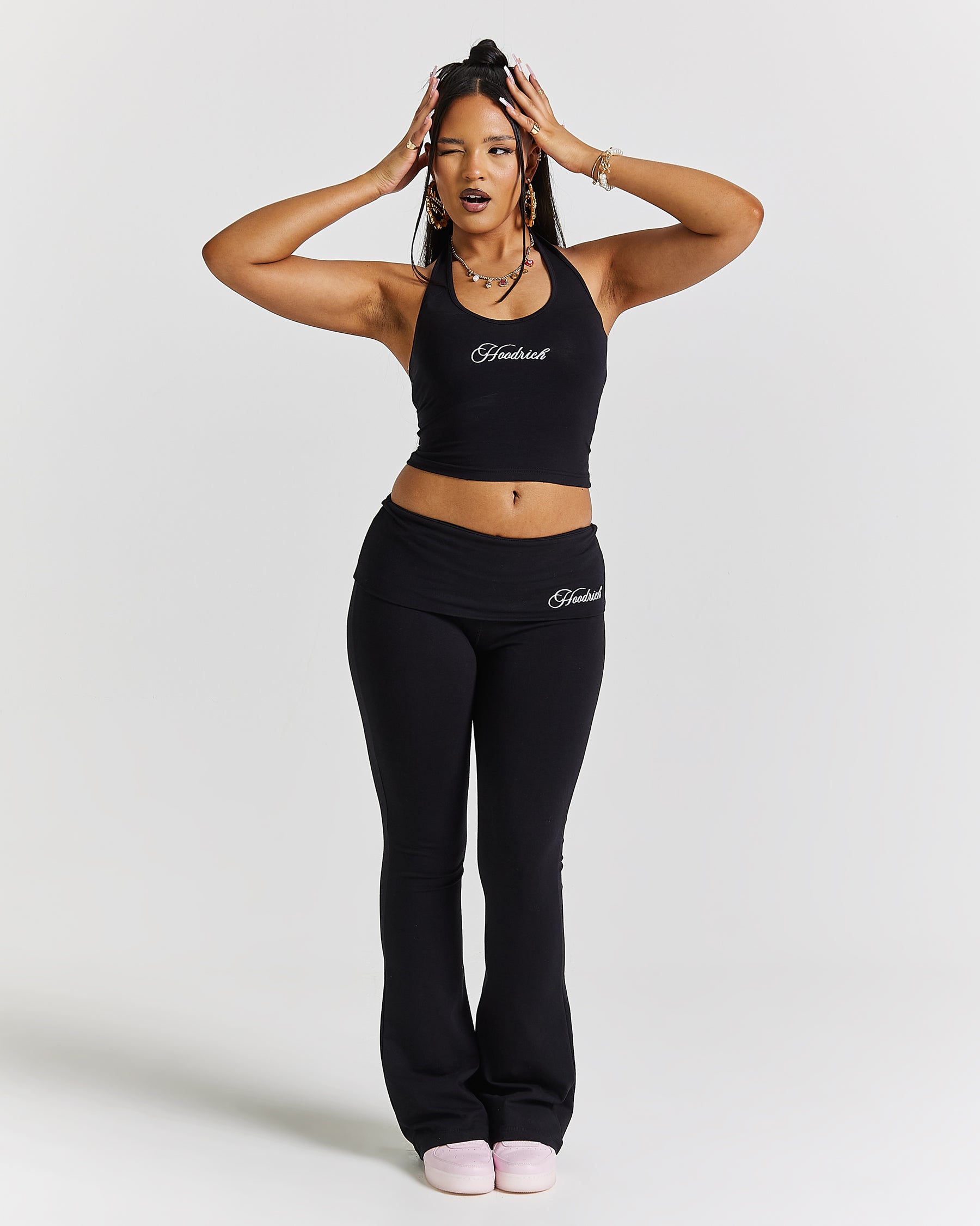 Poise Halter Neck Top - Black/White
