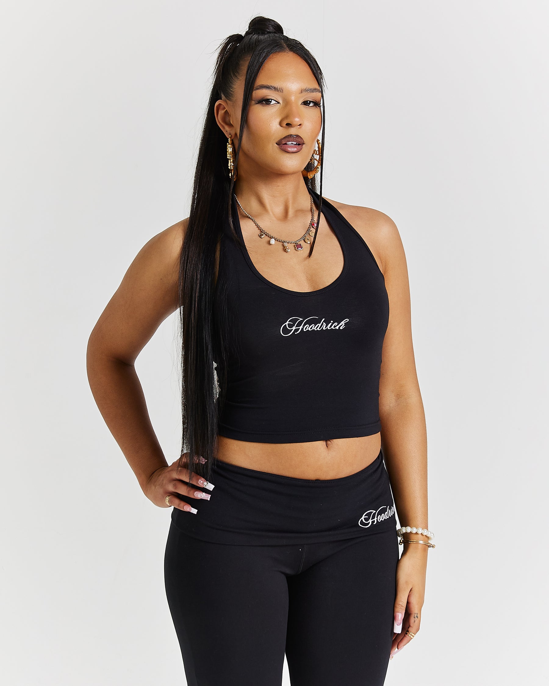 Poise Halter Neck Top - Black/White
