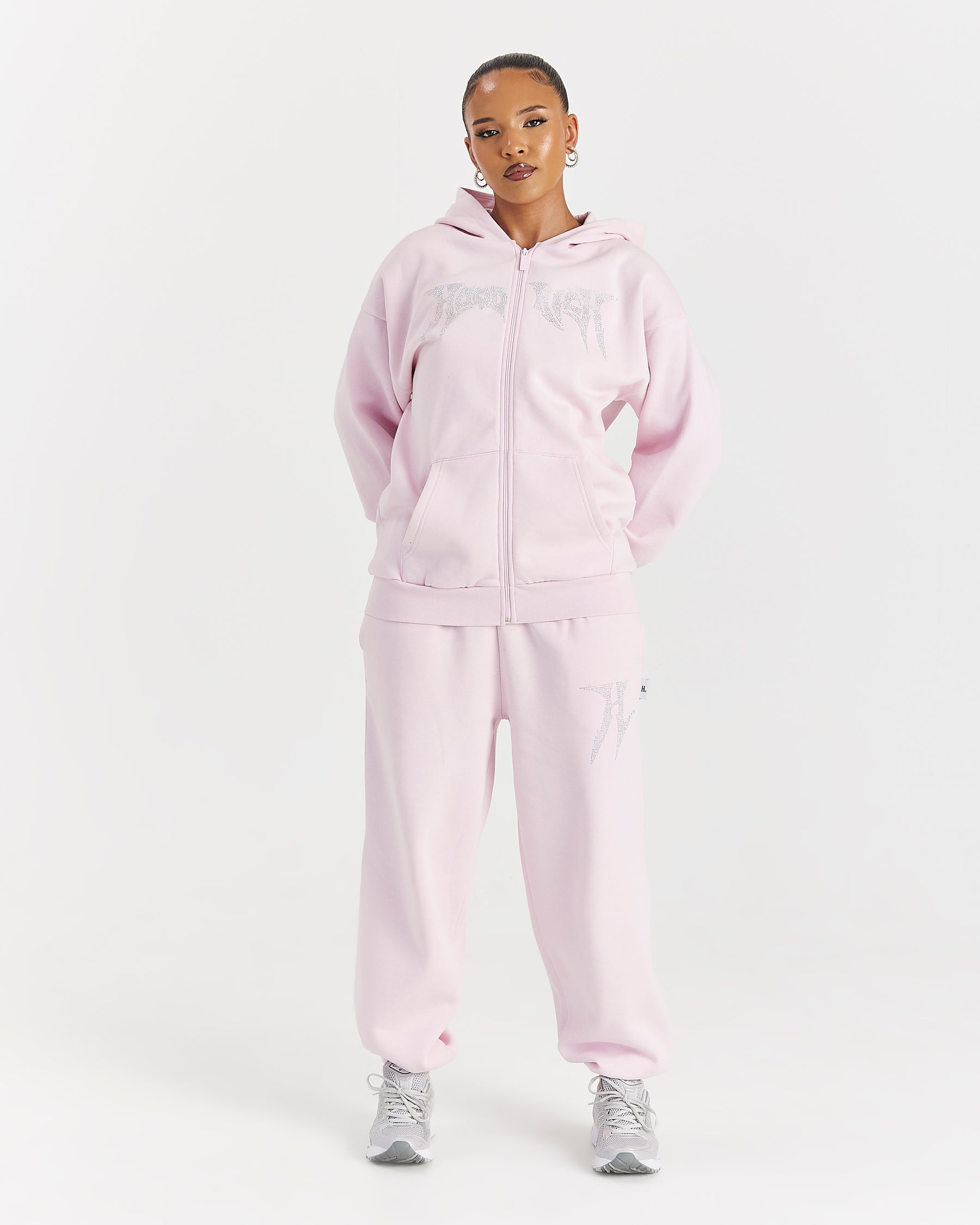 Lustre Oversized Joggers - Pink/Rhinestone