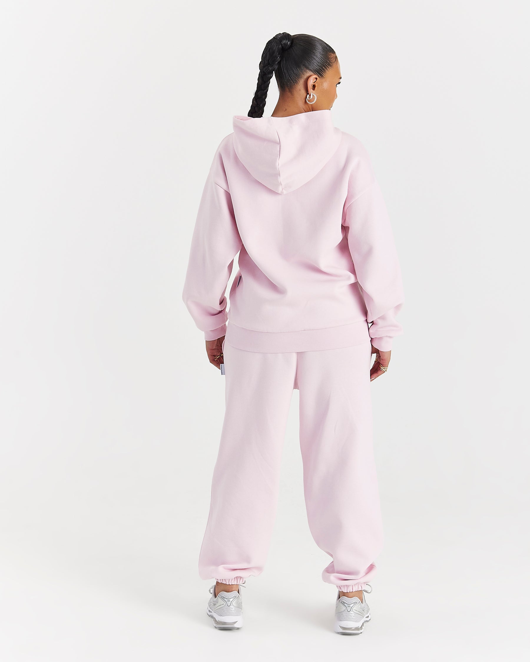 Lustre Oversized Zip Hoodie - Pink/Rhinestone