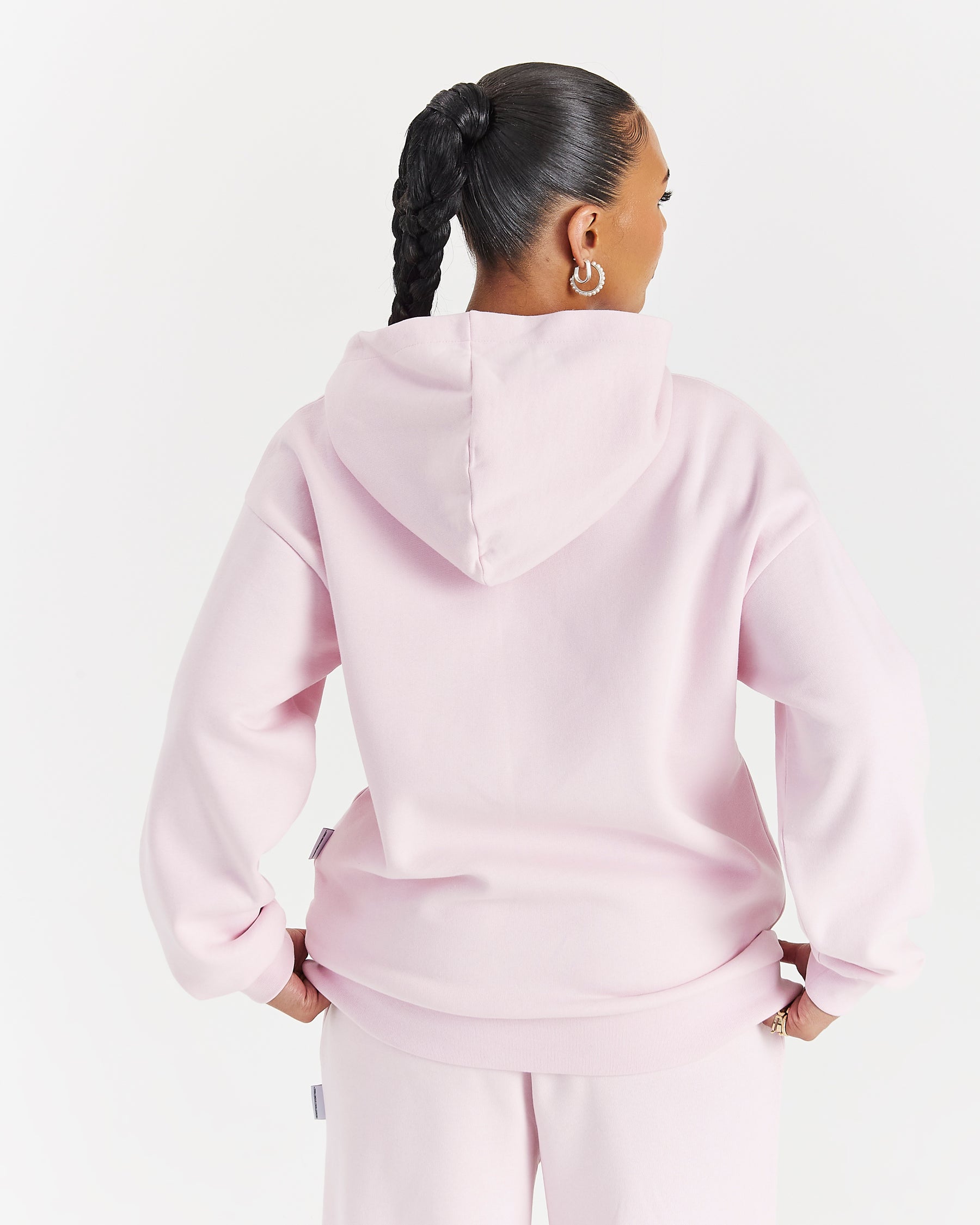 Lustre Oversized Zip Hoodie - Pink/Rhinestone