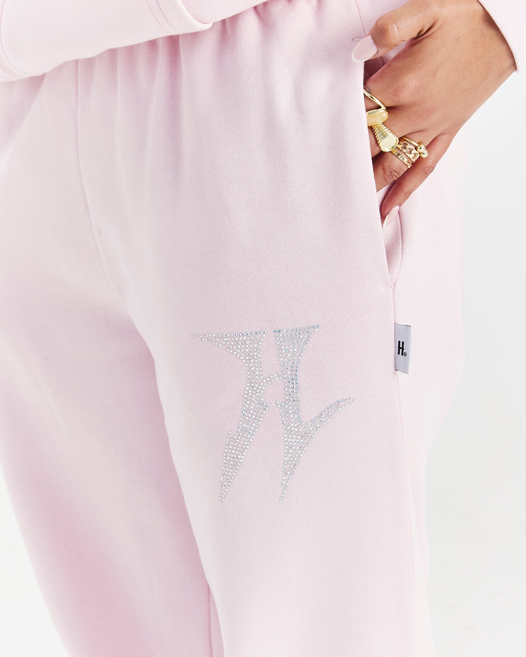 Lustre Oversized Joggers - Pink/Rhinestone