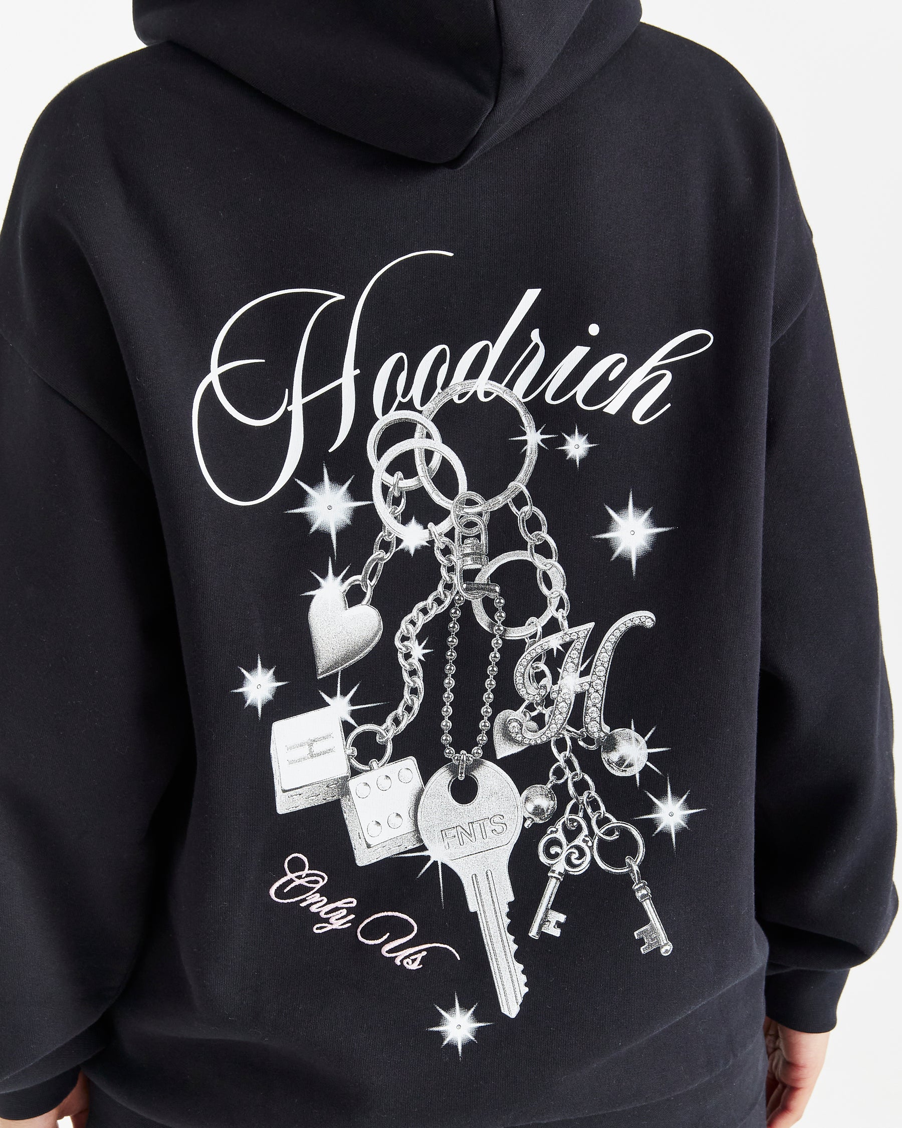 Lyra Oversized Hoodie - Black/Rhinestone/Pink
