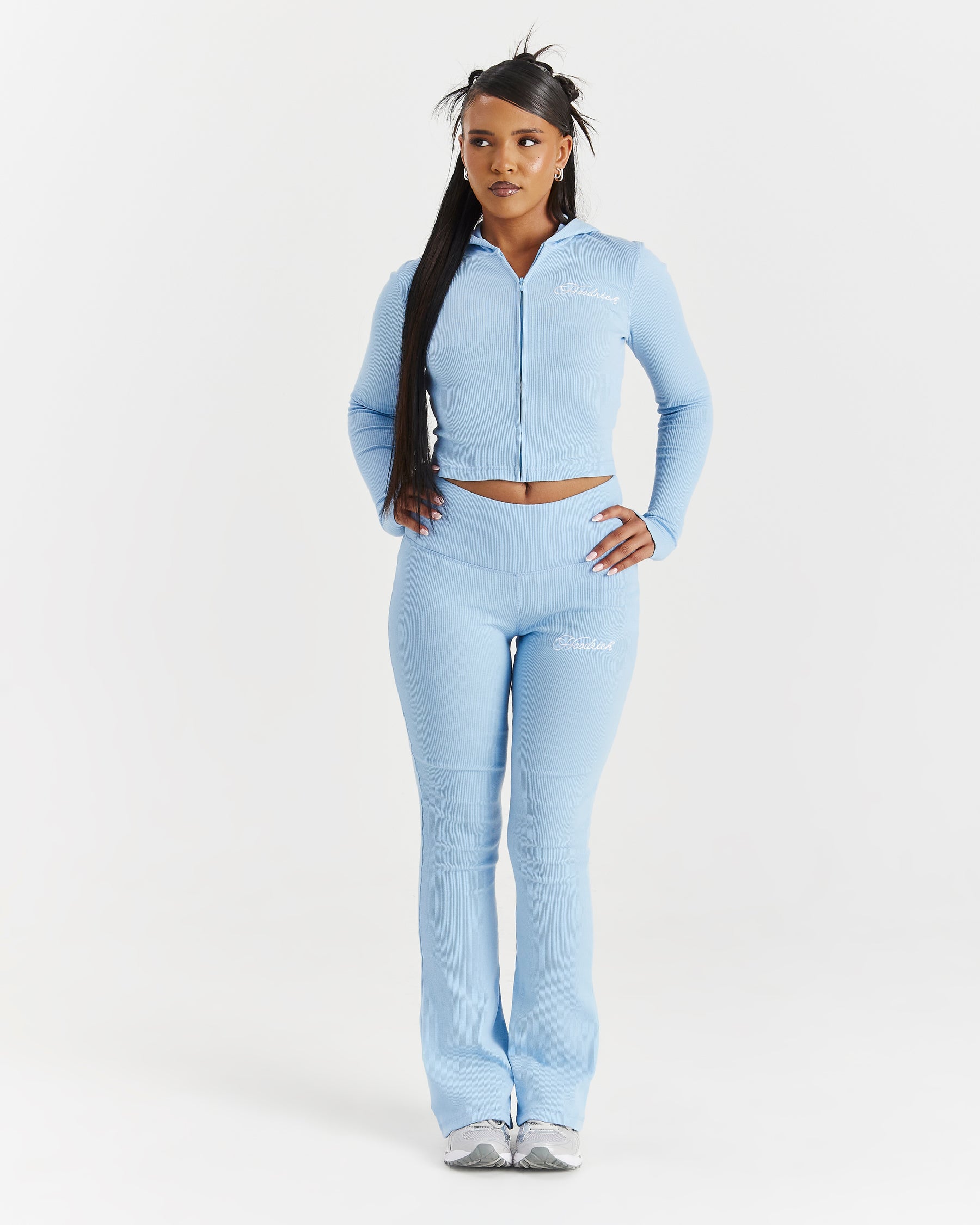 Selene Fitted Zip Hoodie - Blue/White