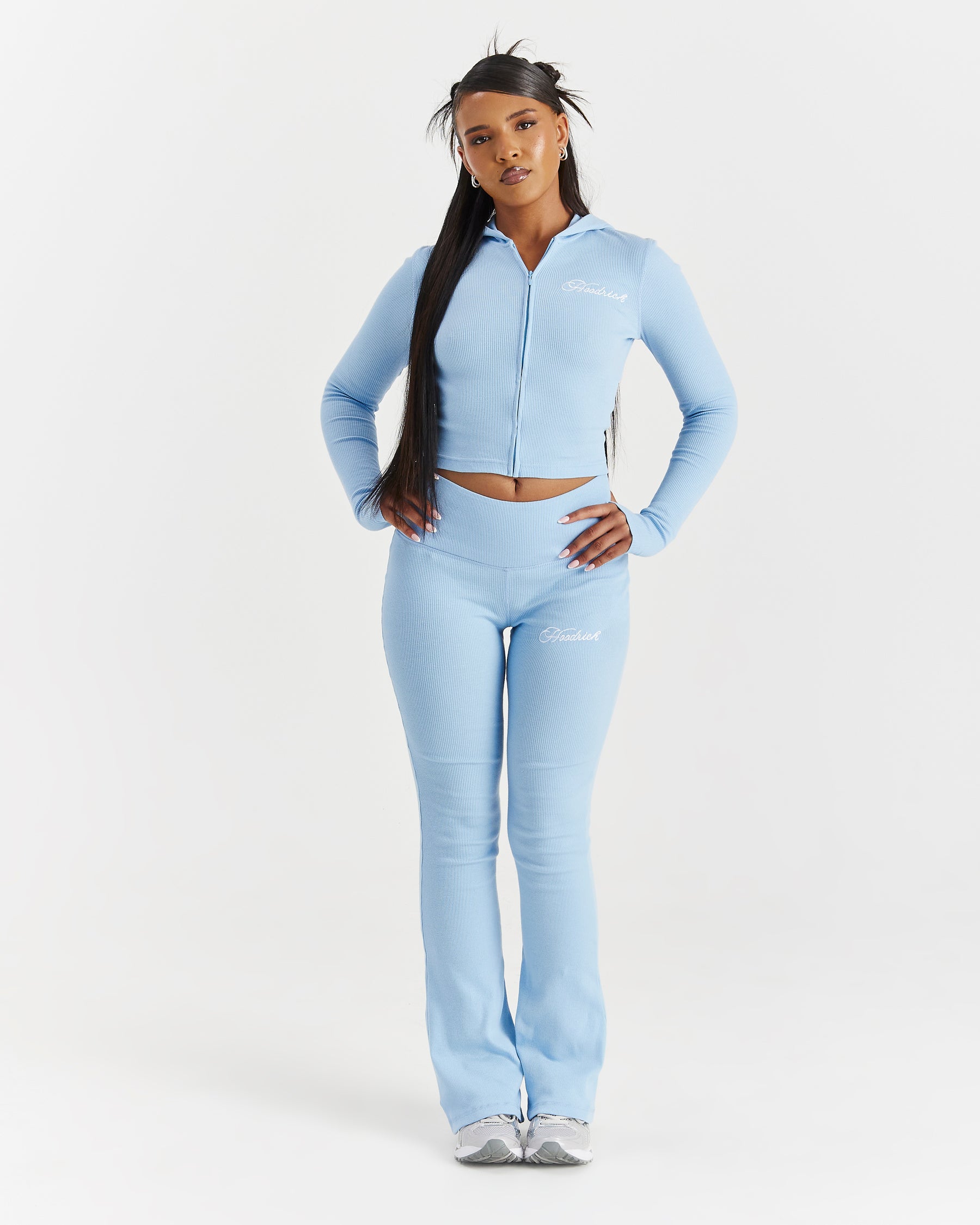 Selene Fitted Zip Hoodie - Blue/White