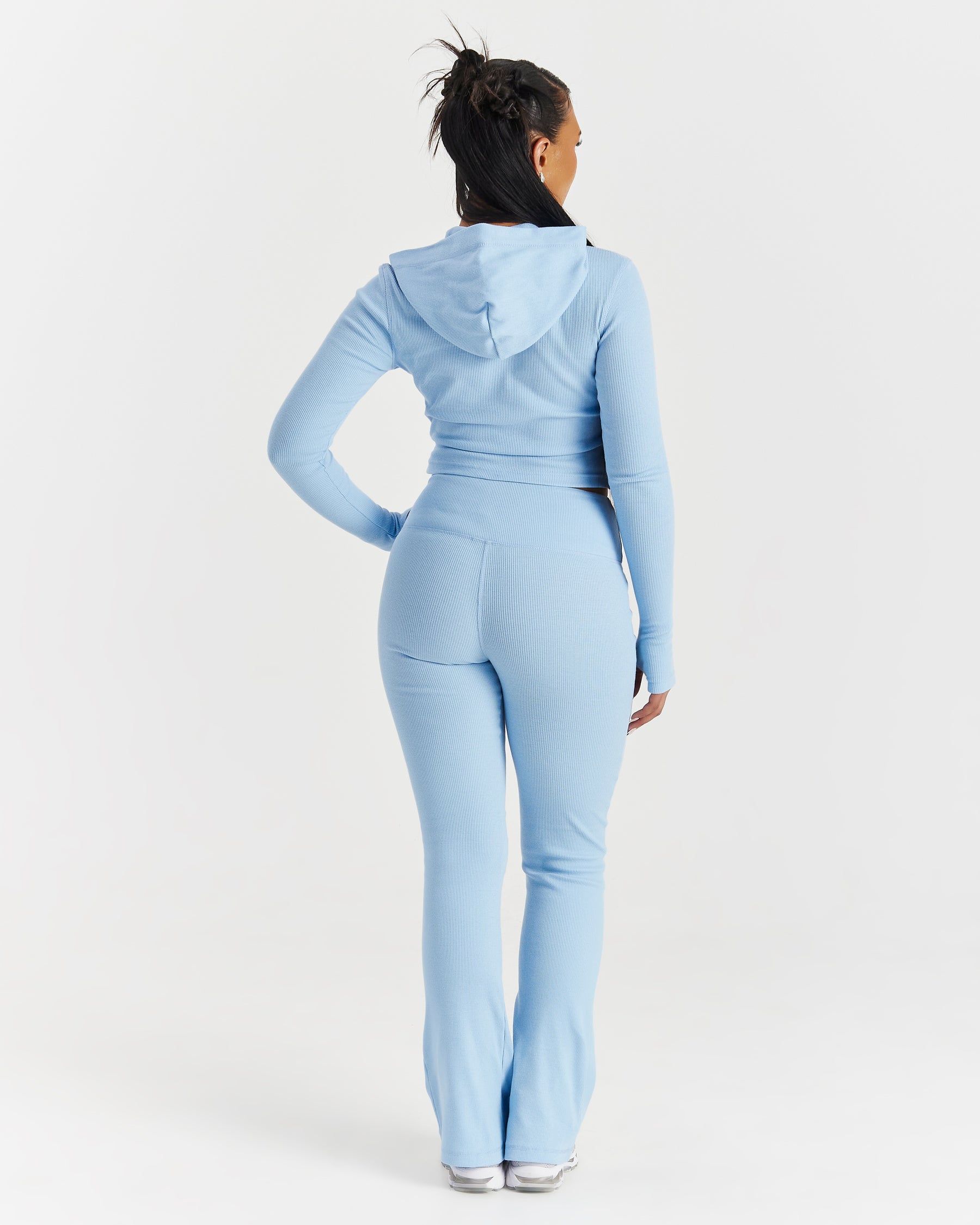 Selene Fitted Zip Hoodie - Blue/White