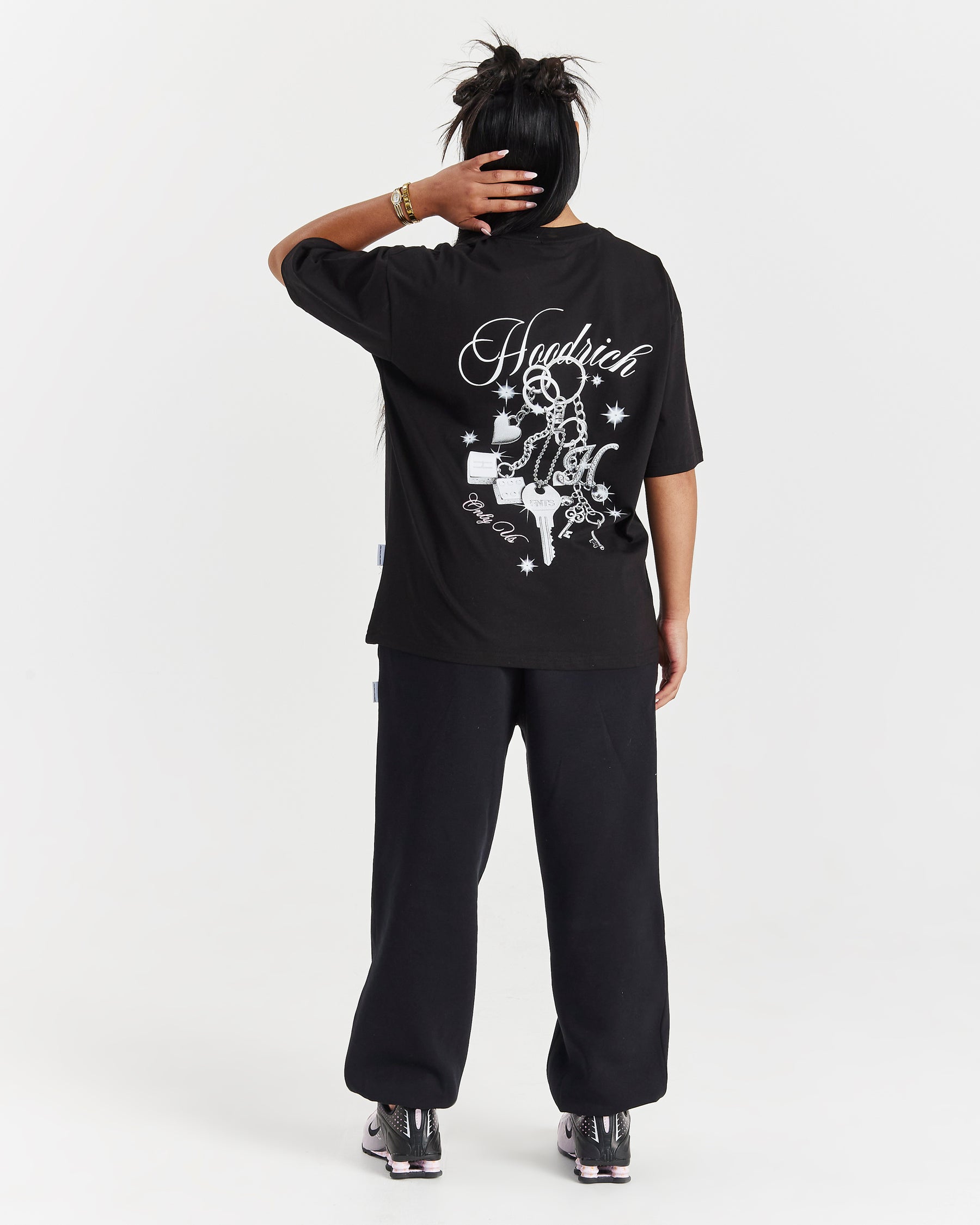 Lyra Oversized T-Shirt - Black/Rhinestone/Pink