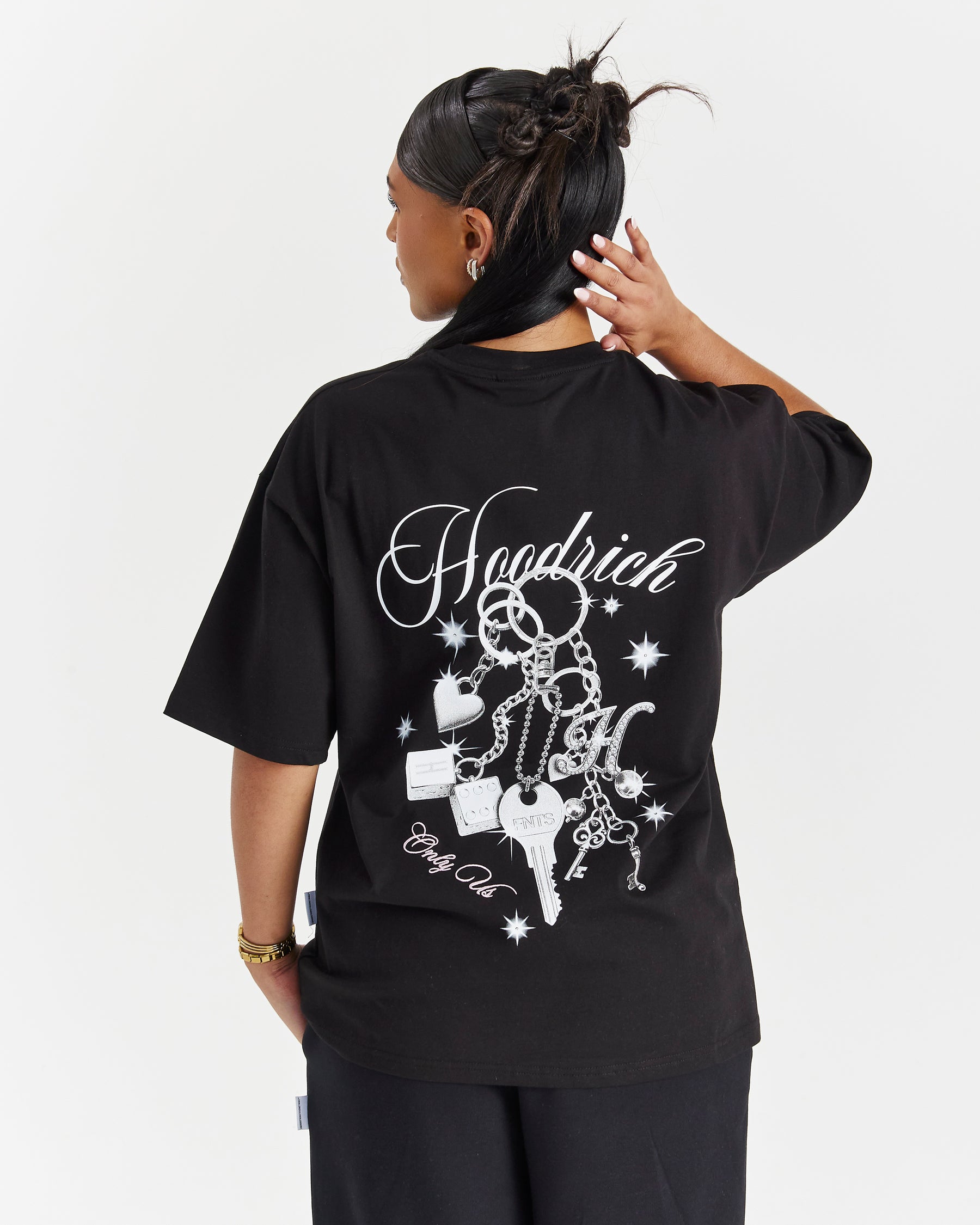 Lyra Oversized T-Shirt - Black/Rhinestone/Pink