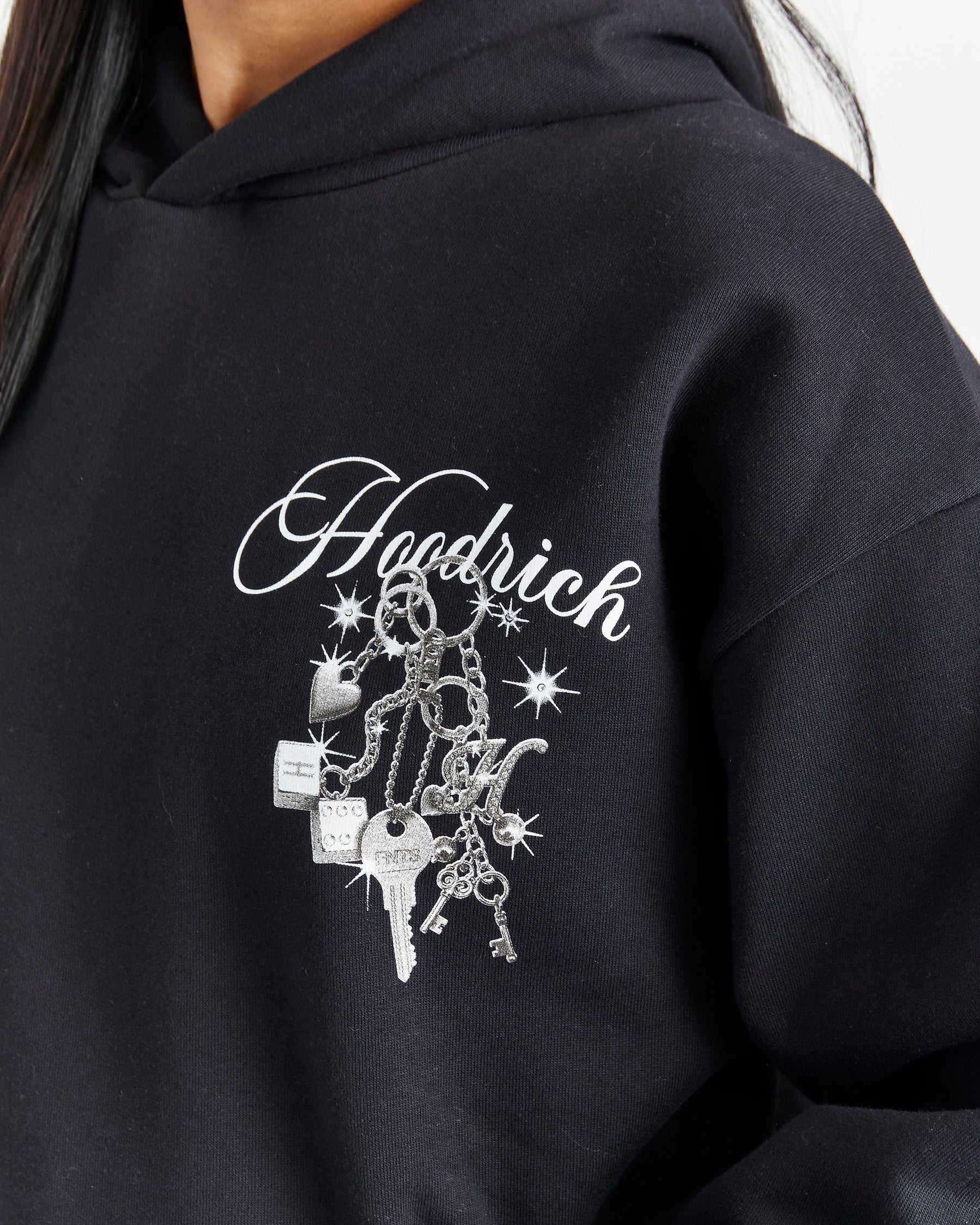 Lyra Oversized Hoodie - Black/Rhinestone/Pink