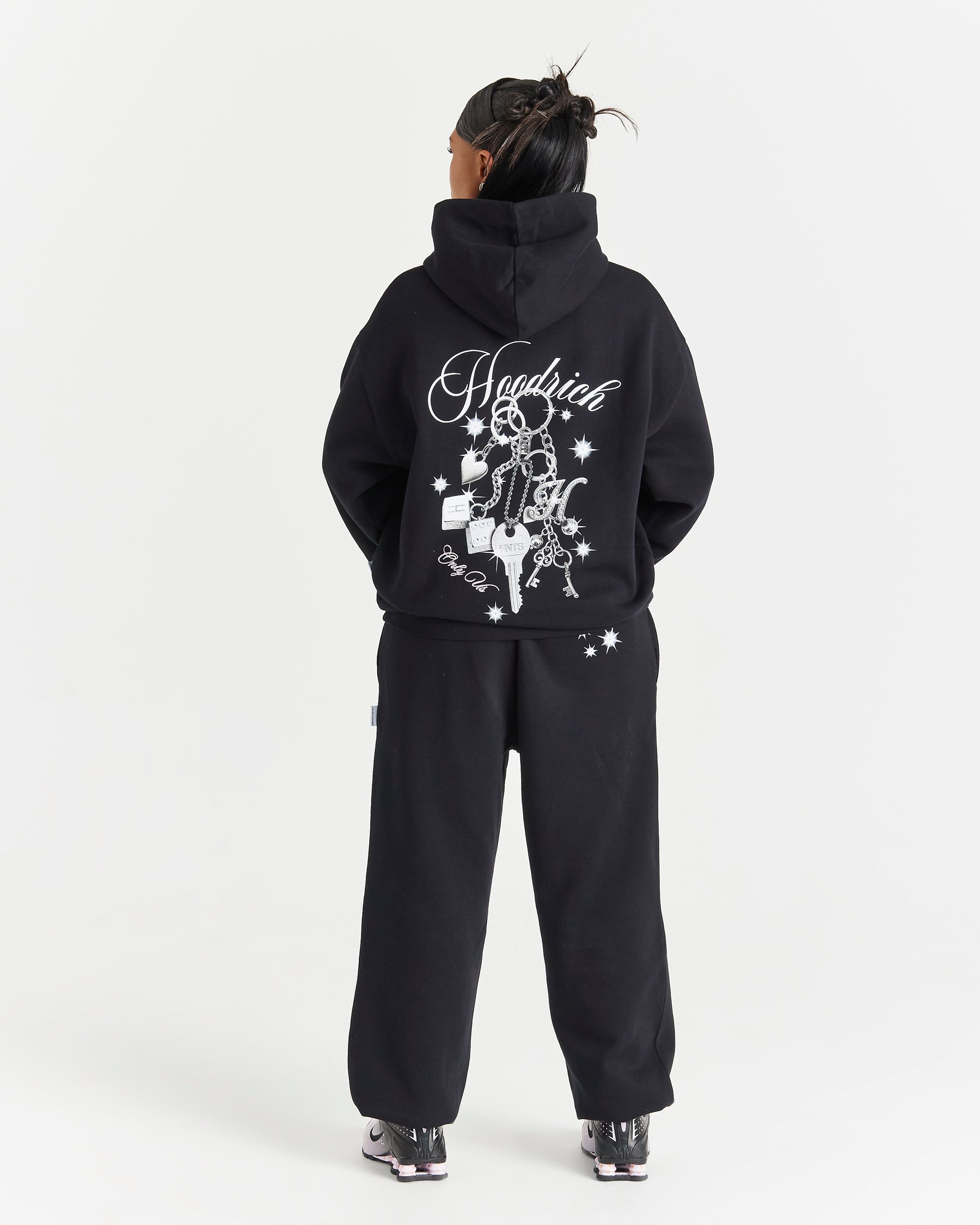 Lyra Oversized Hoodie - Black/Rhinestone/Pink