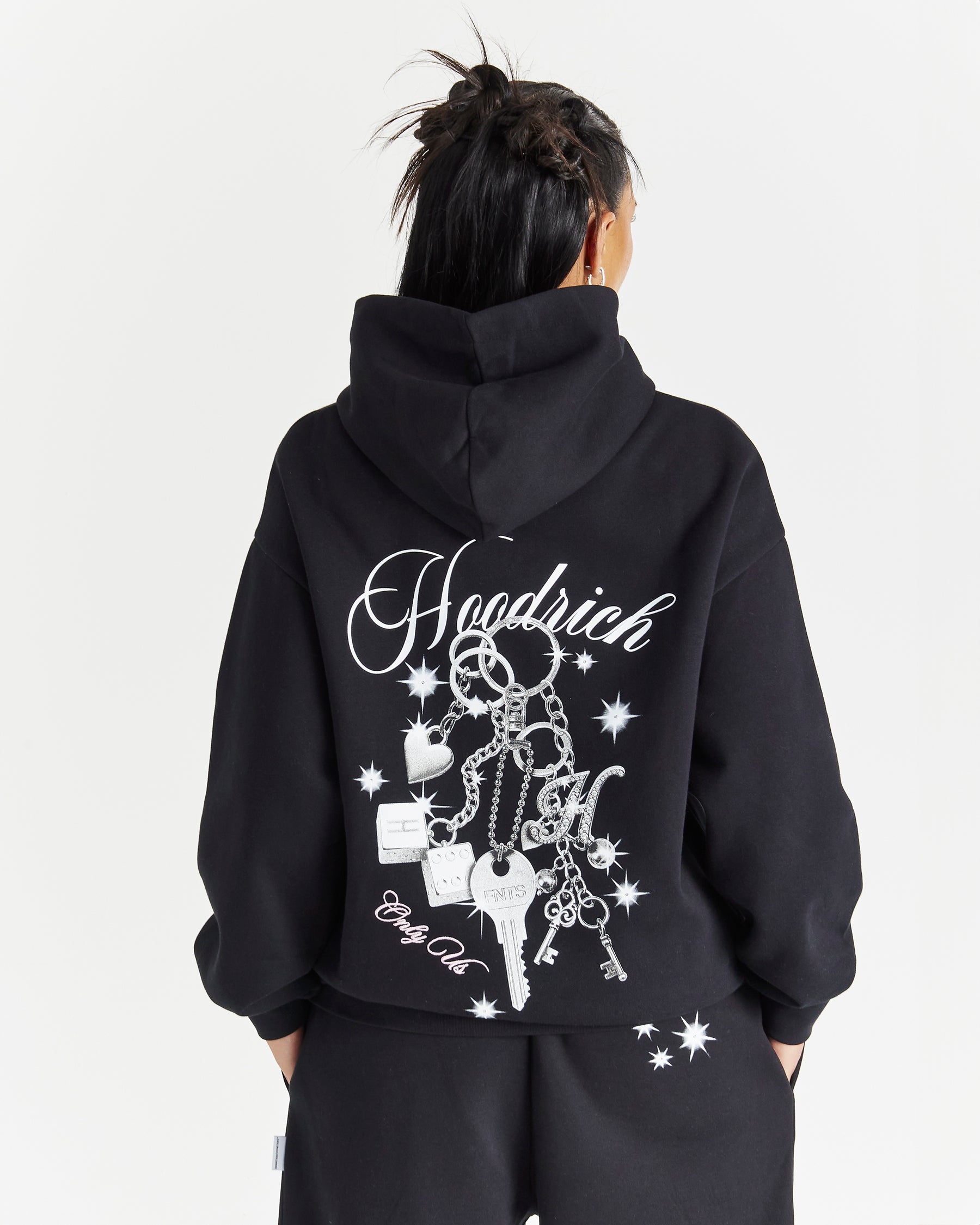 Lyra Oversized Hoodie - Black/Rhinestone/Pink