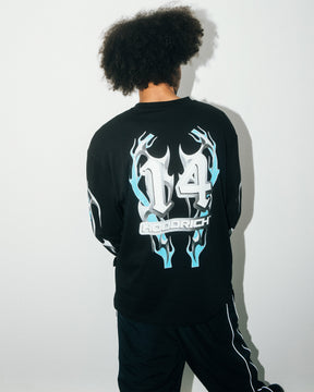 Racing Oversized Long Sleeve T-Shirt - Black/White/Blue