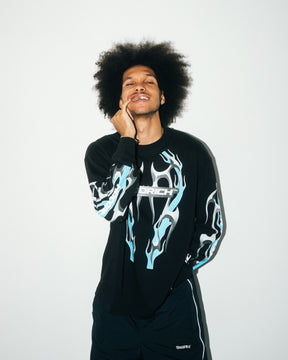 Racing Oversized Long Sleeve T-Shirt - Black/White/Blue