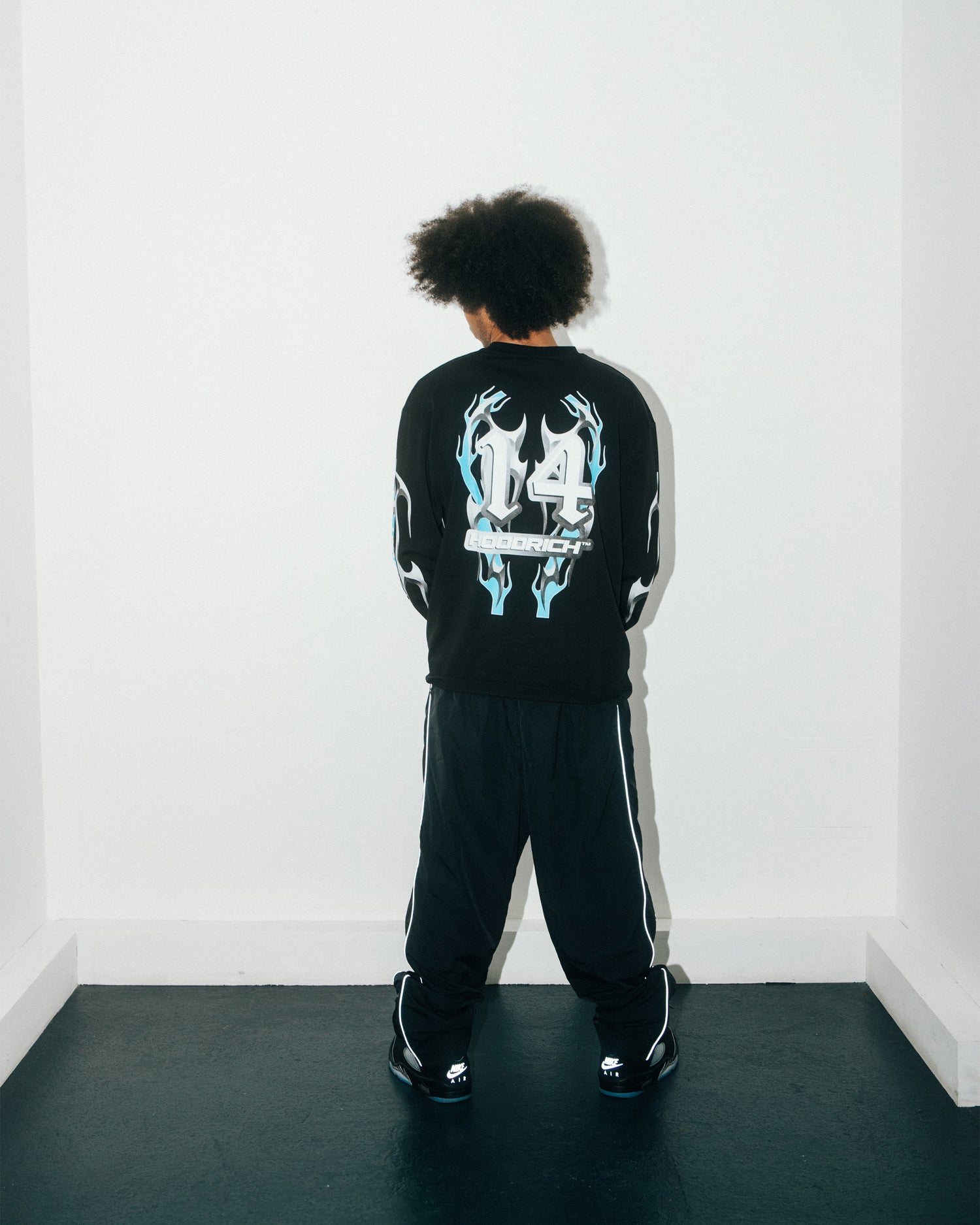 Racing Oversized Long Sleeve T-Shirt - Black/White/Blue