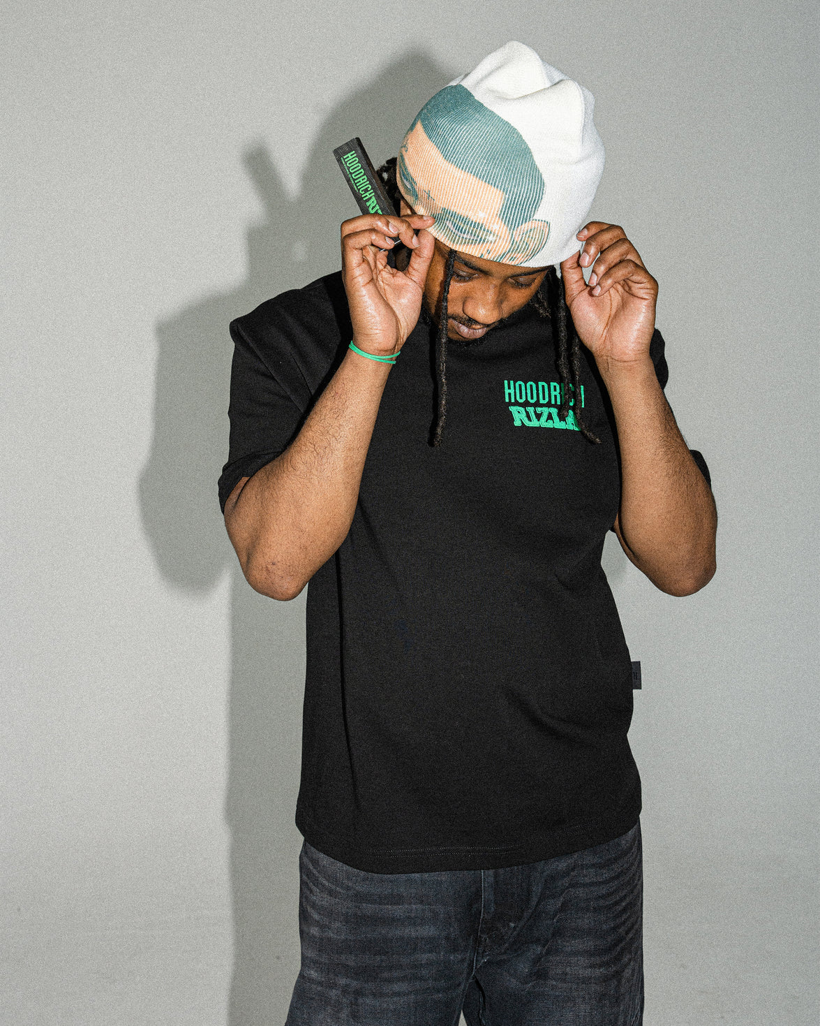Rizla Premium Oversized T-Shirt - Black/Green