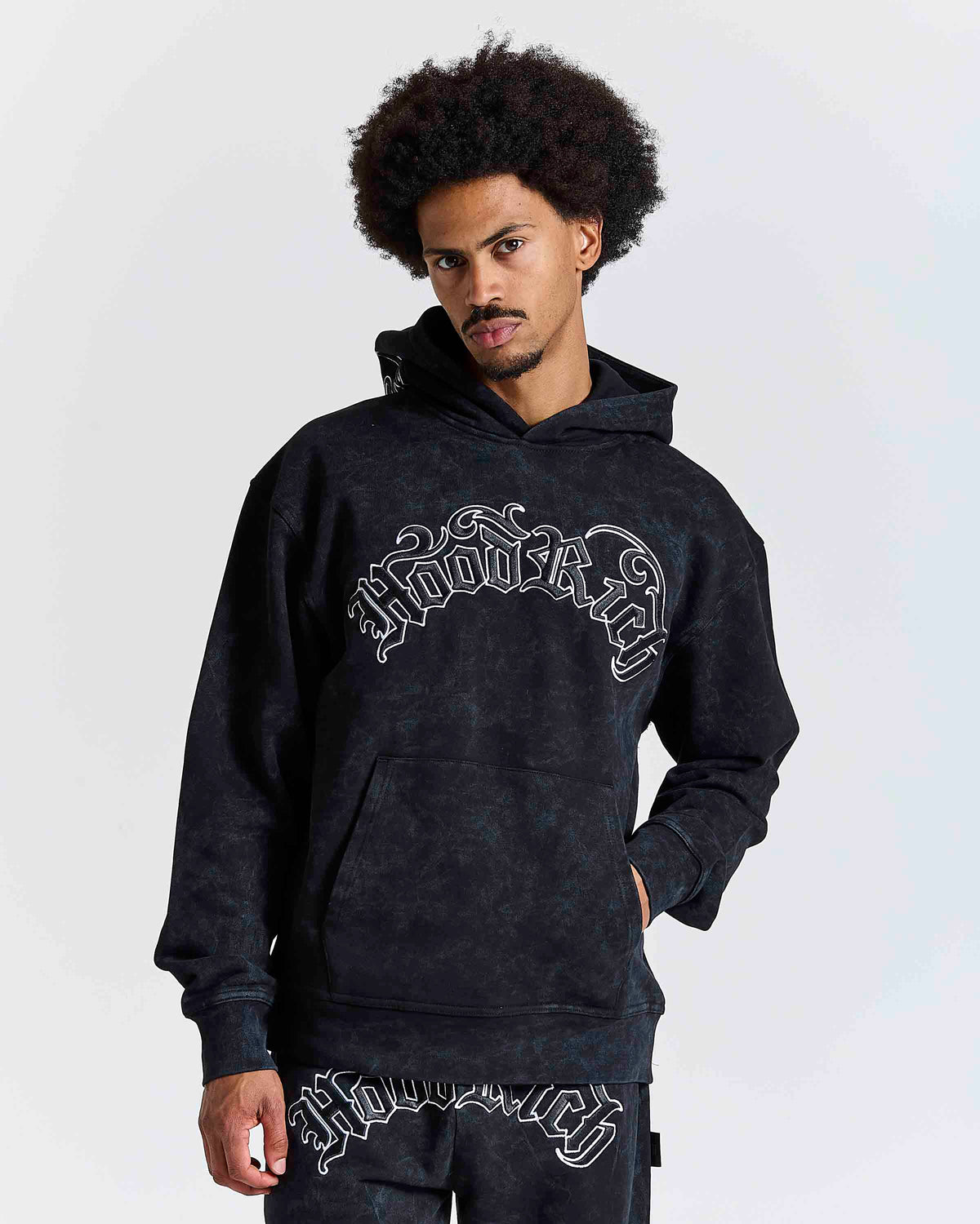 Felpa con Cappuccio Oversize Nocturn - NERO/BIANCO