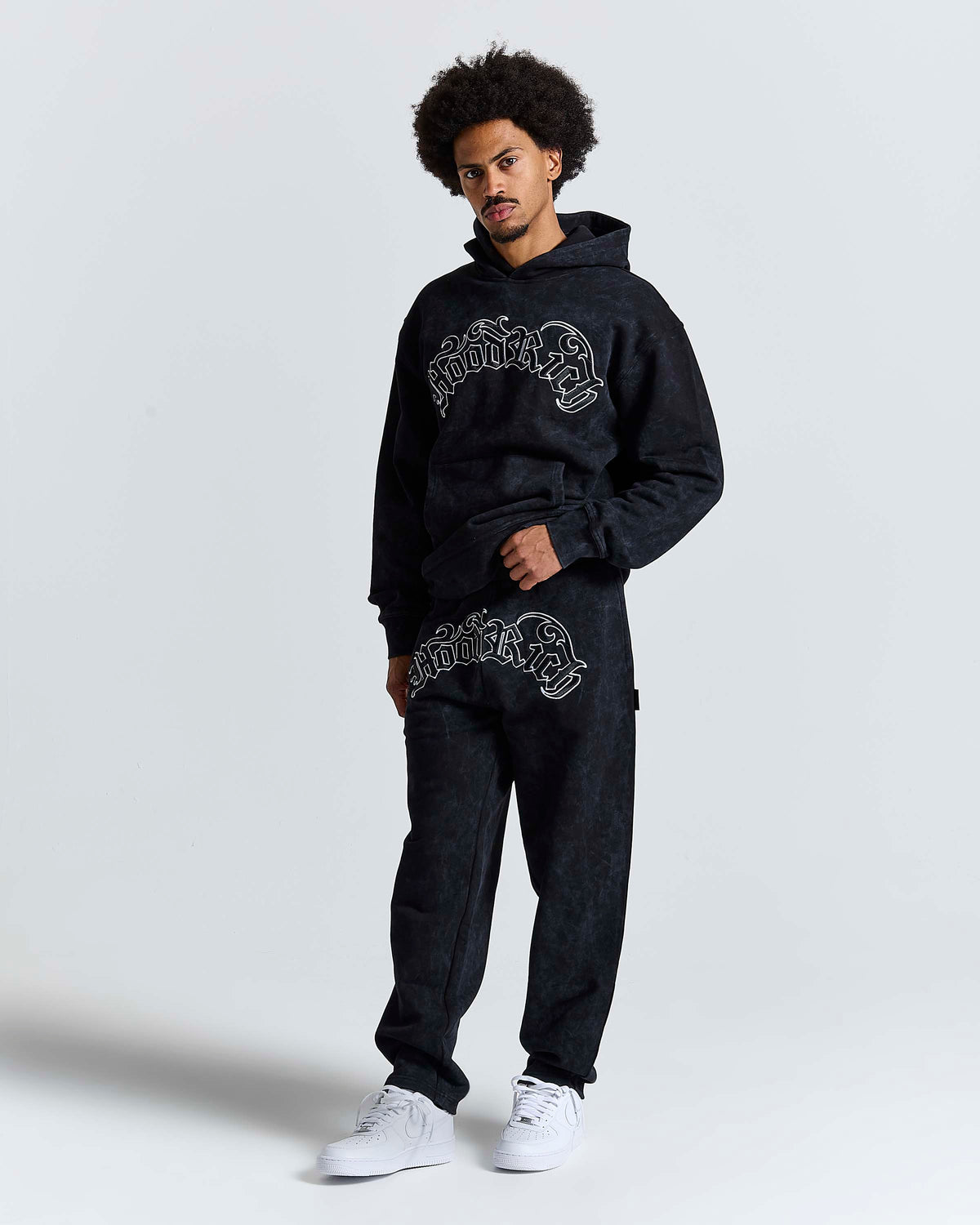Felpa con Cappuccio Oversize Nocturn - NERO/BIANCO
