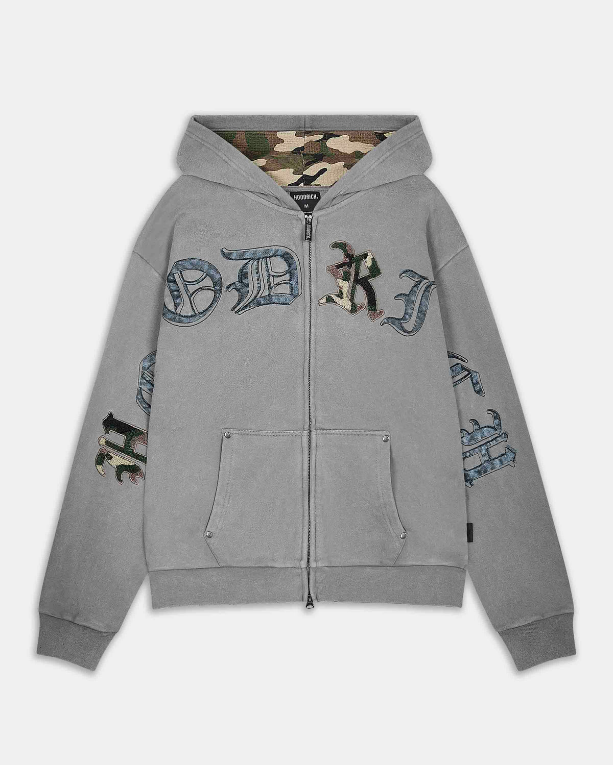 Felpa con Cappuccio con Zip Oversize Inkfall - Silent Storm/Nero/Mimetico