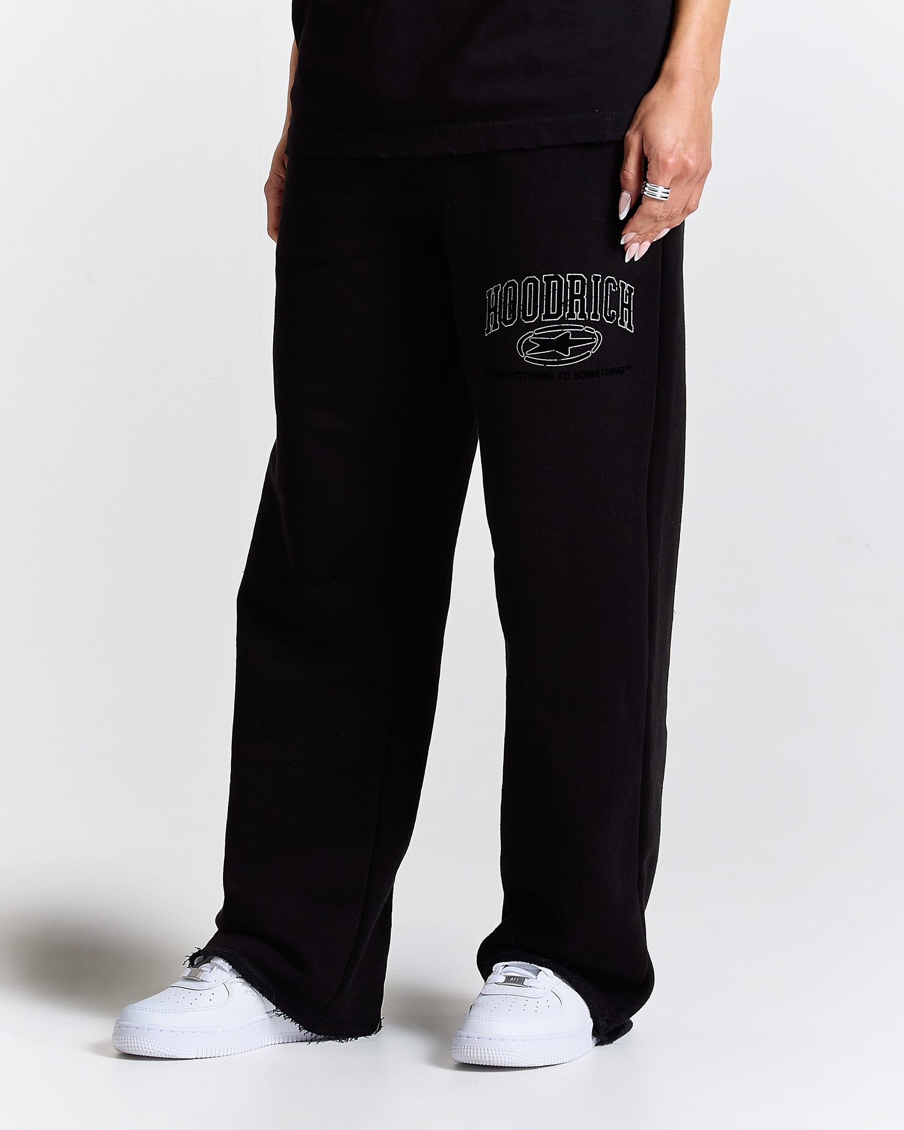 Fray Wide Leg Jogger - Black