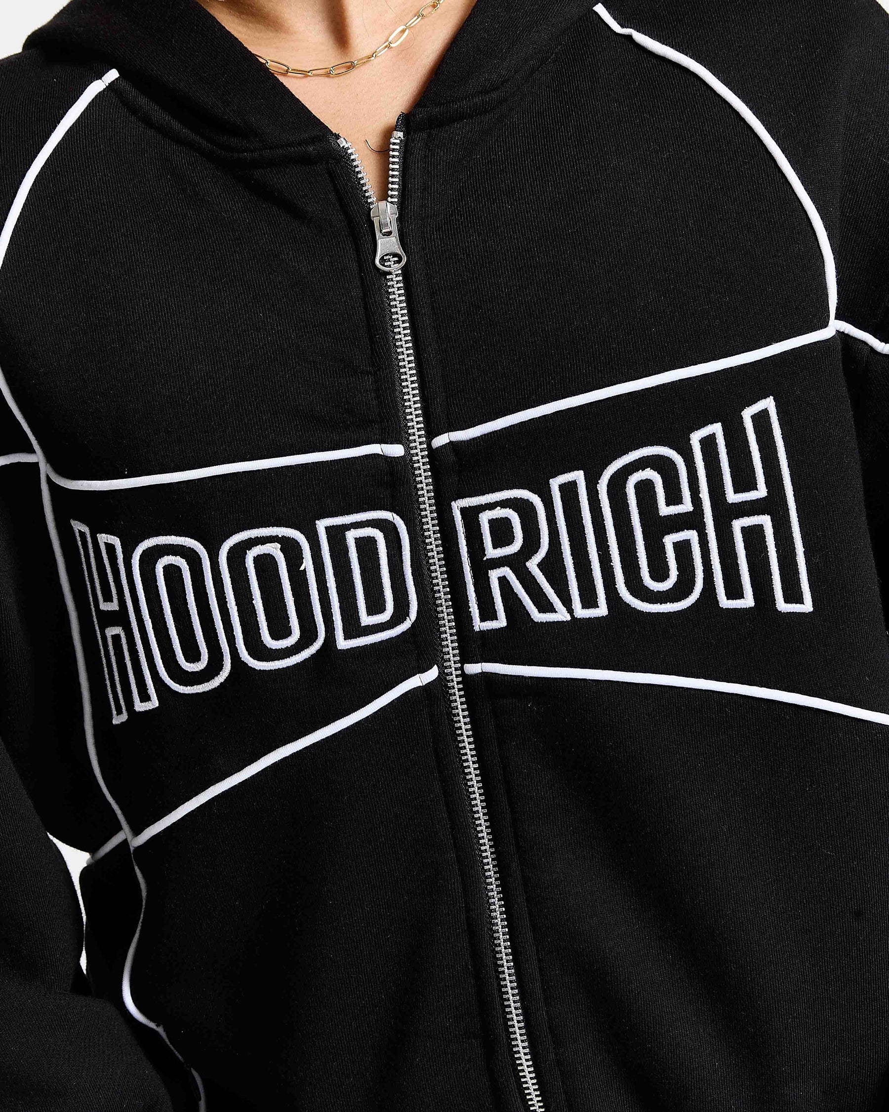 Trace Zip Relaxed Fit Hoodie - Black