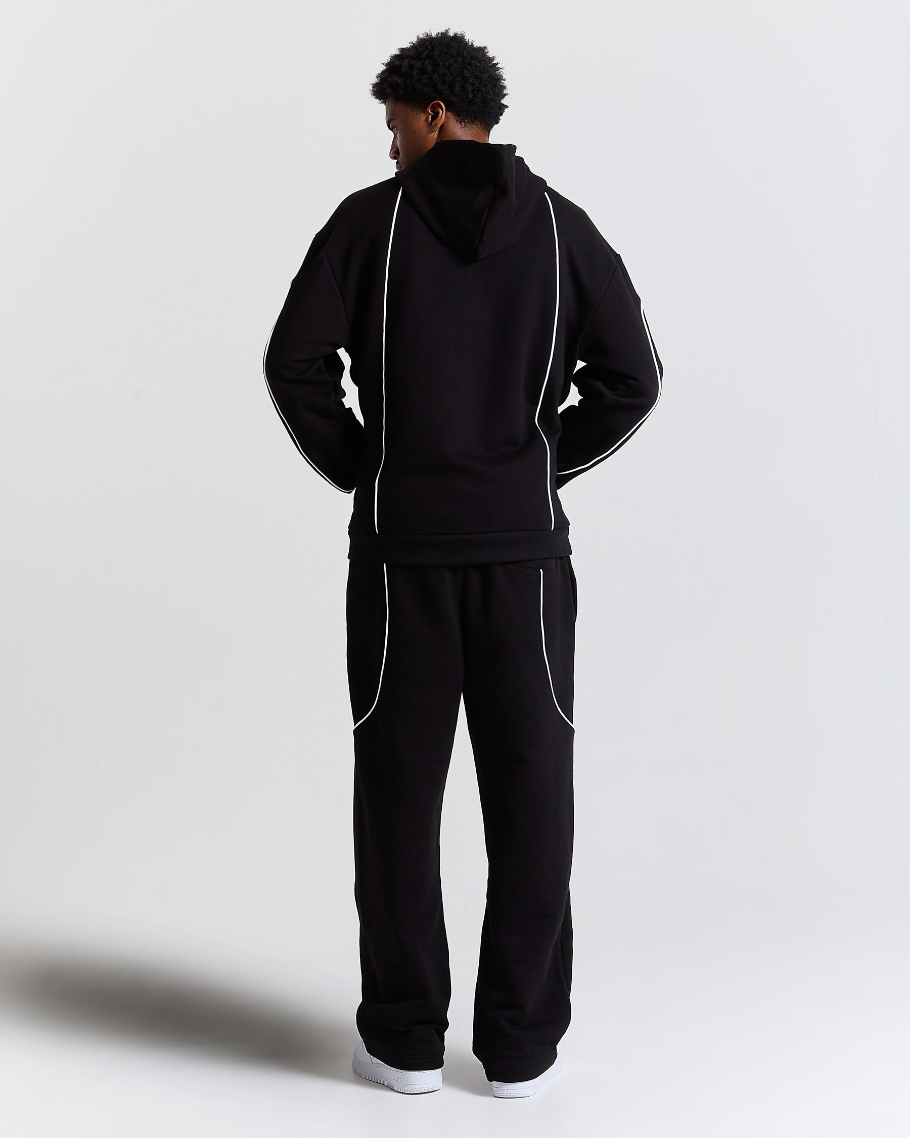 Trace Zip Relaxed Fit Hoodie - Black