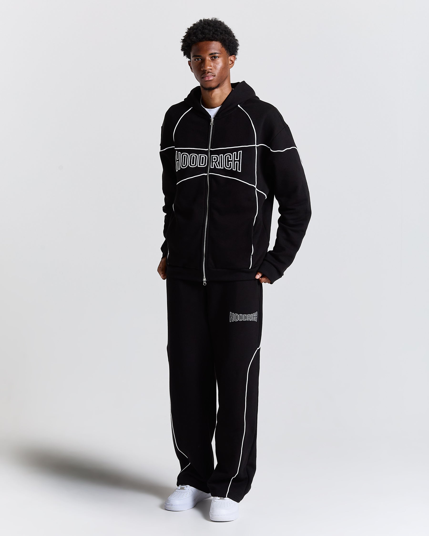Trace Zip Relaxed Fit Hoodie - Black
