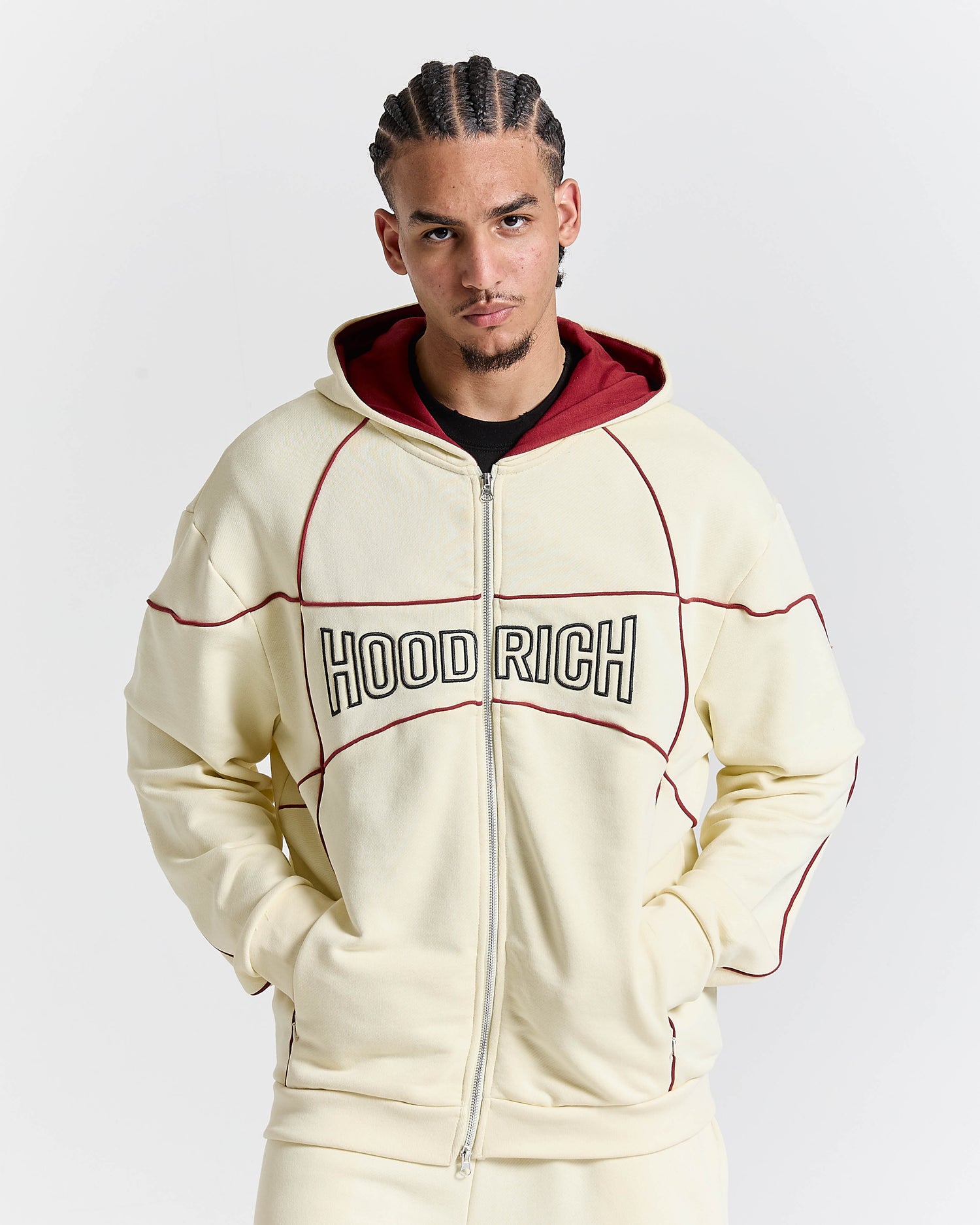 Trace Zip Relaxed Fit Hoodie - Ivory