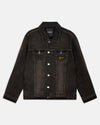 Regular fit black rust washed denim jacket featuring a Hoodrich logo embroidery on the chest pocket.