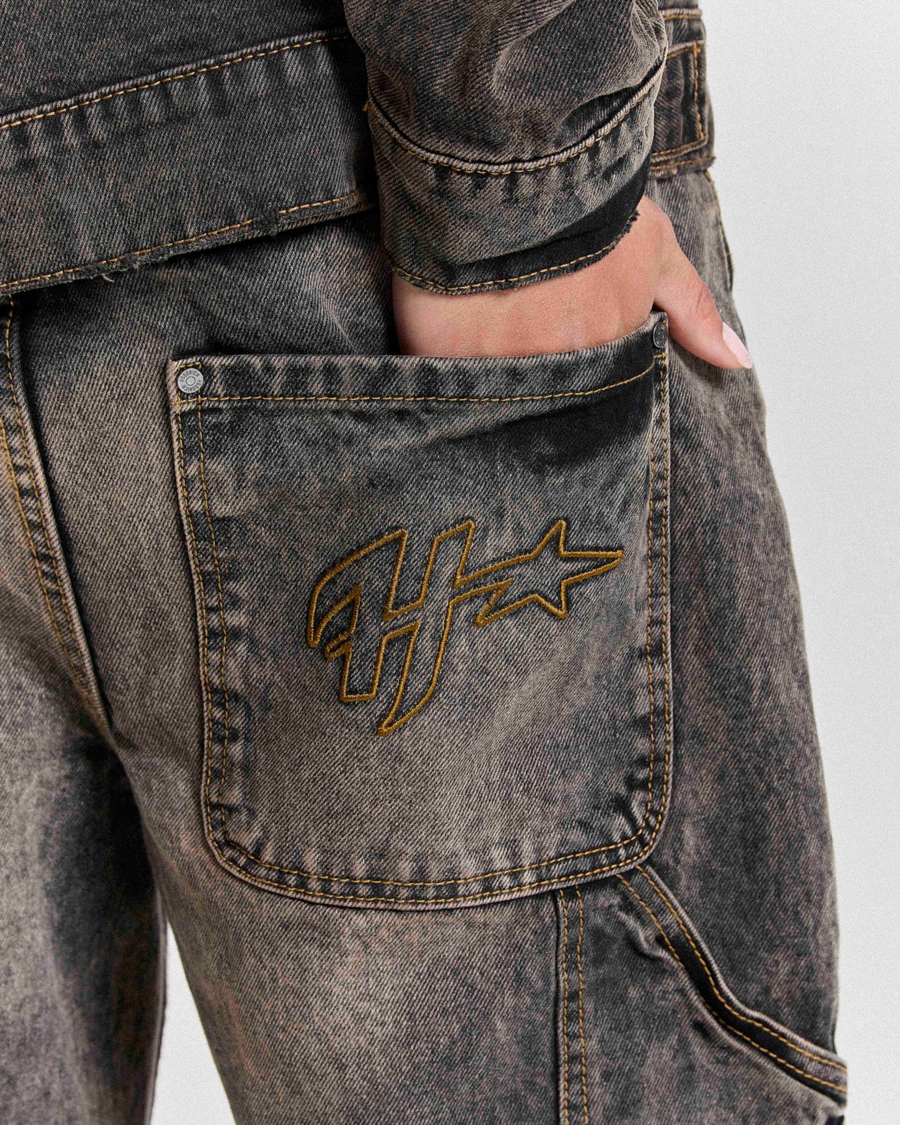 Shadow Rust Denim Carpenter Jorts - Black Wash