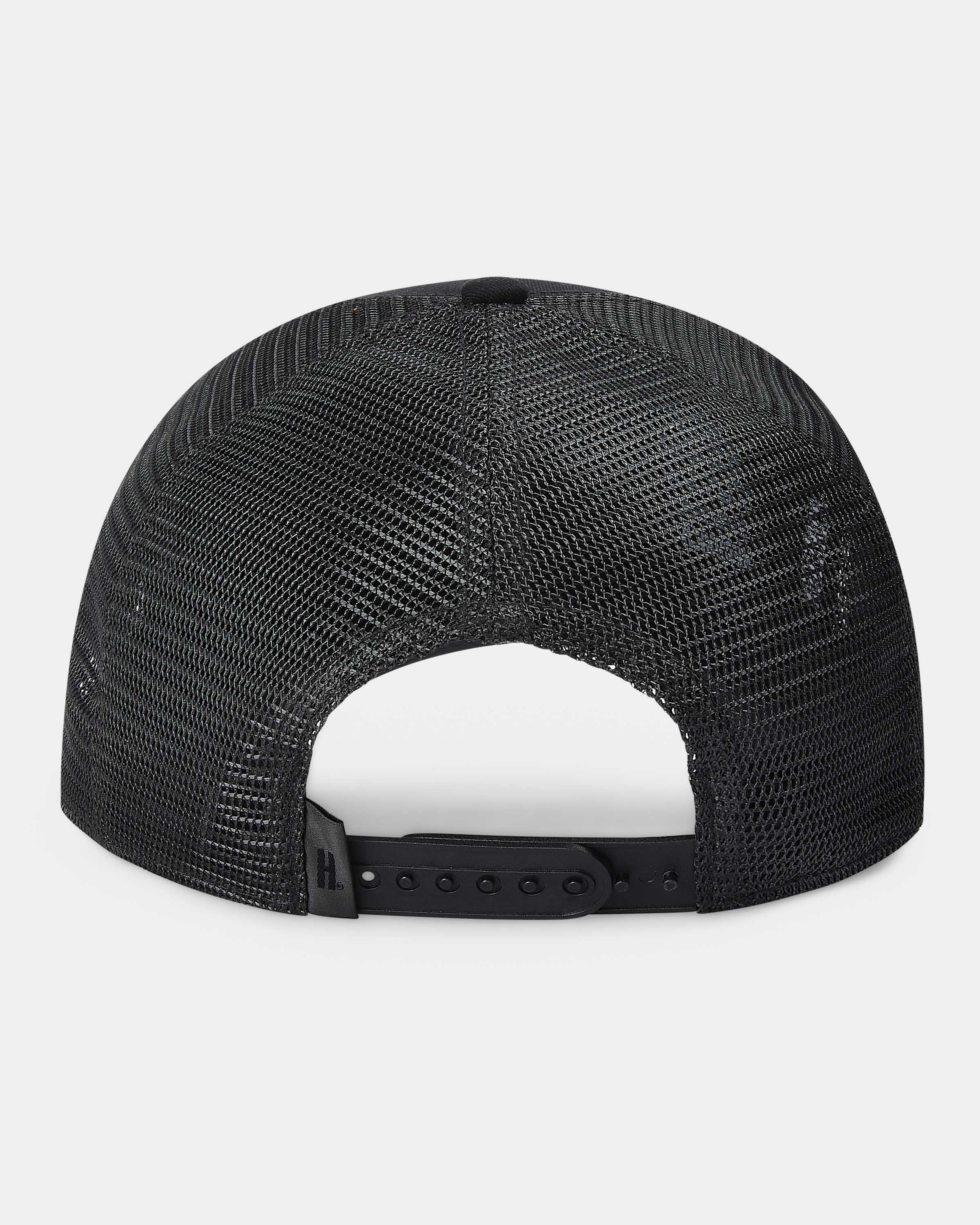 Black mesh cap on a light gray background