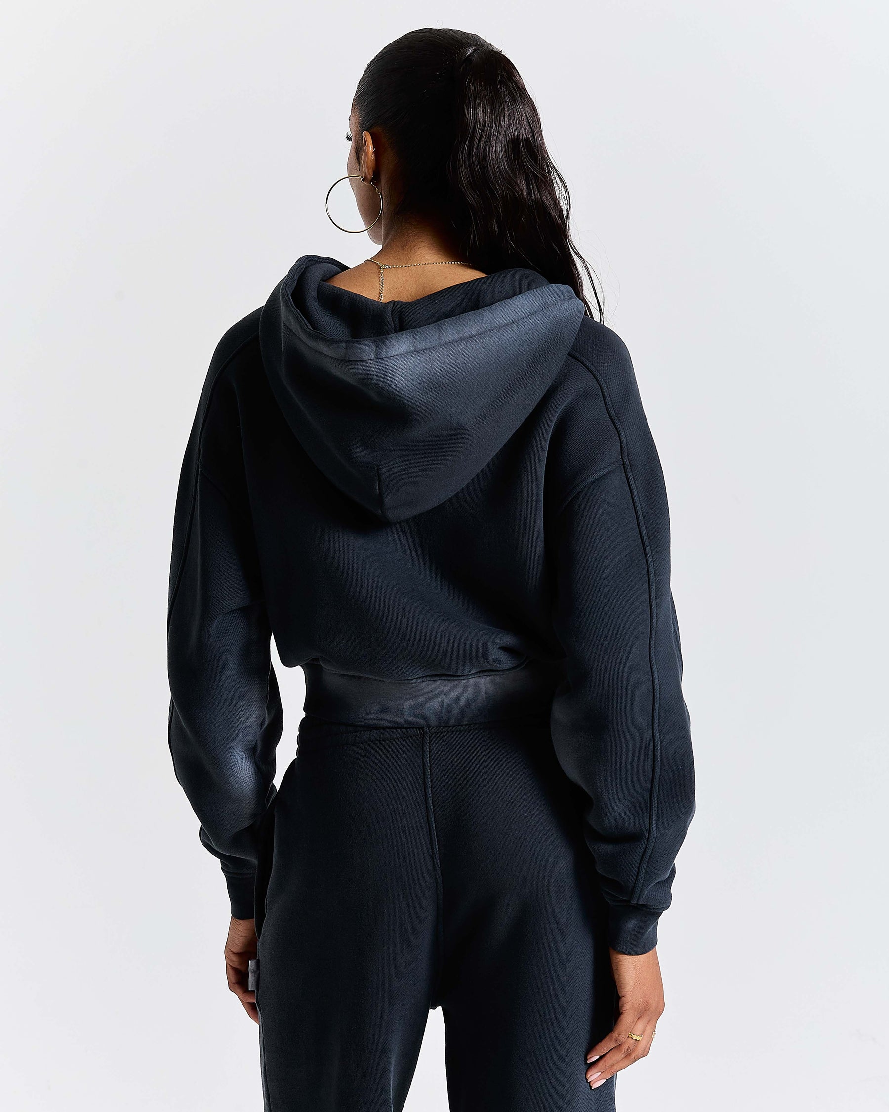 Women's Ghost Boxy Fit Zip Hoodie - Black