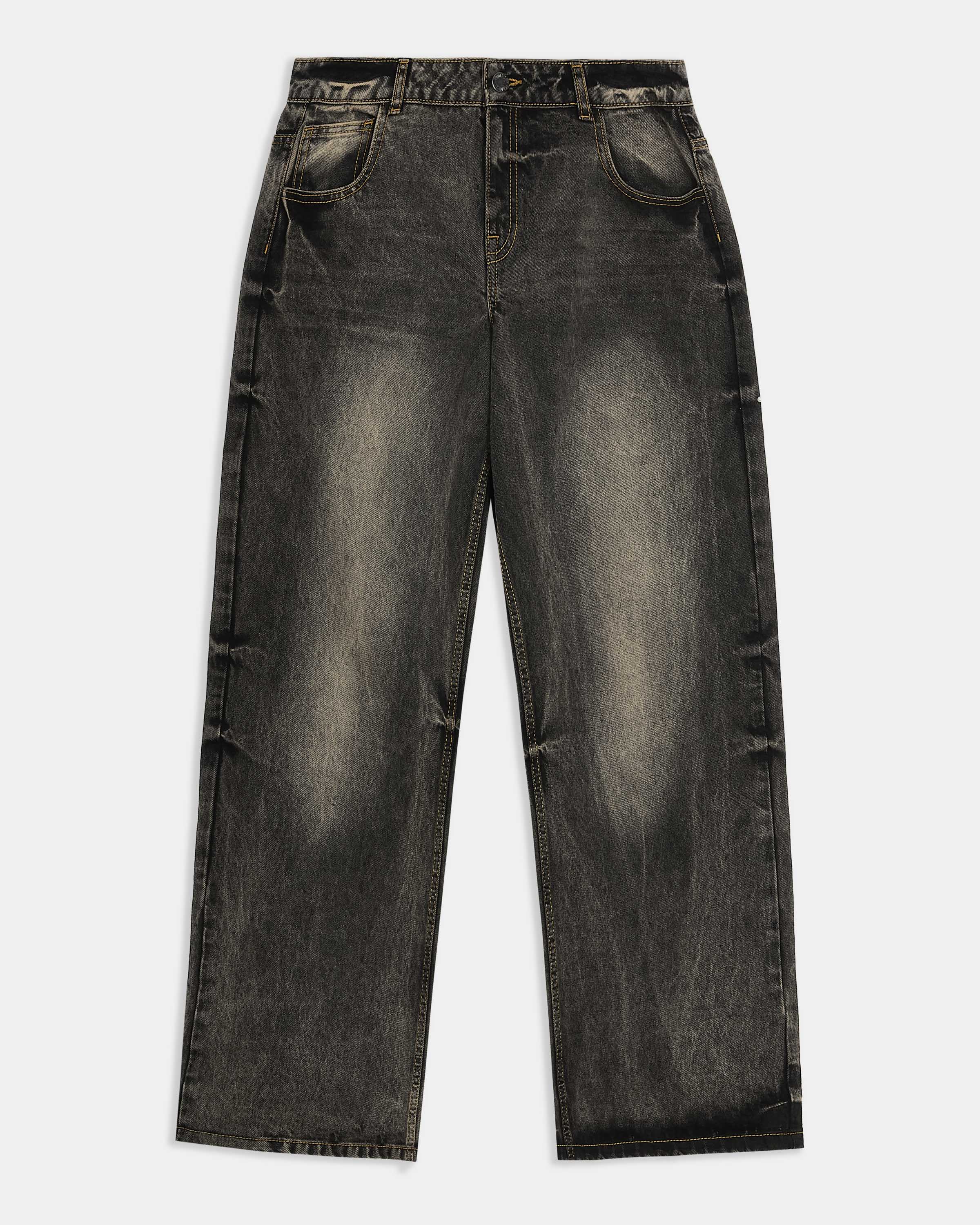 Shadow Rust Wide Leg Denim Jeans - Black Wash