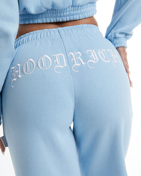 Dusk Wide Leg Joggers - Blue/White