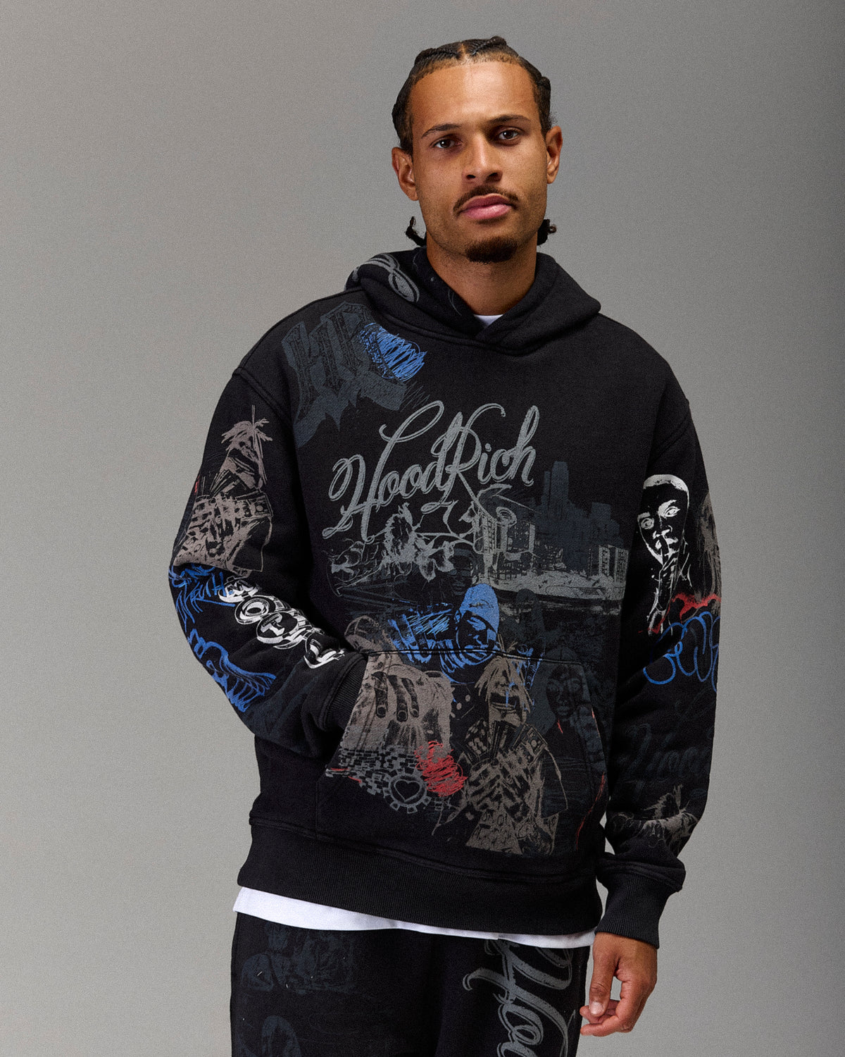 Felpa con cappuccio oversize Winner's Circle - Lavaggio nero