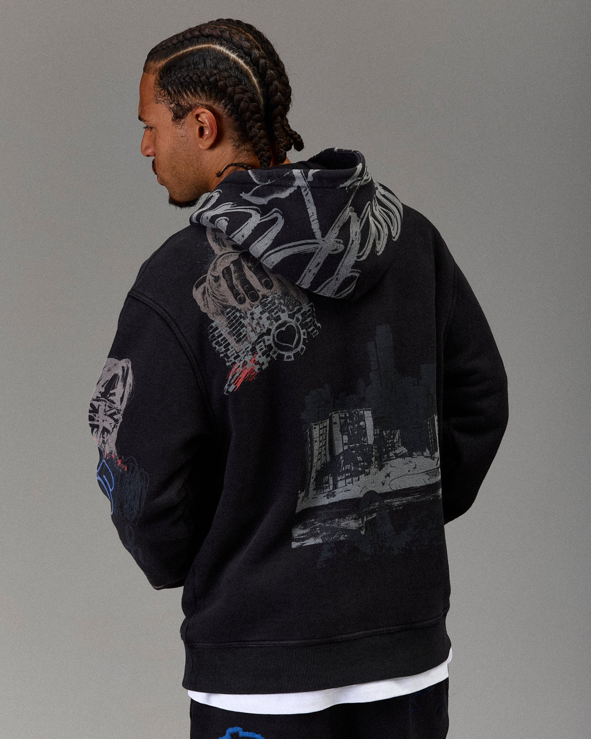 Felpa con cappuccio oversize Winner's Circle - Lavaggio nero
