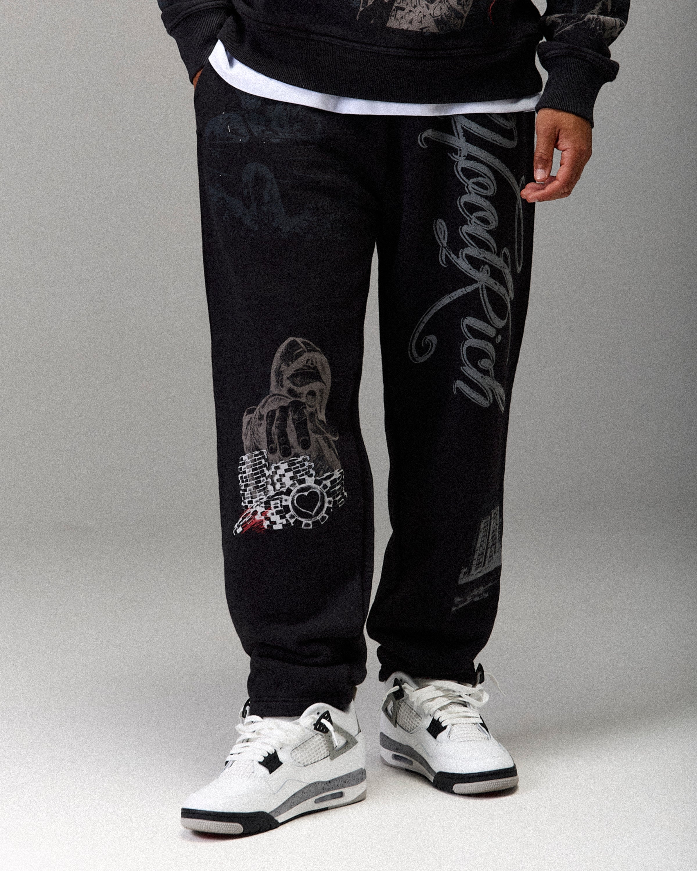 Jogger oversize Winner's Circle - Lavaggio nero
