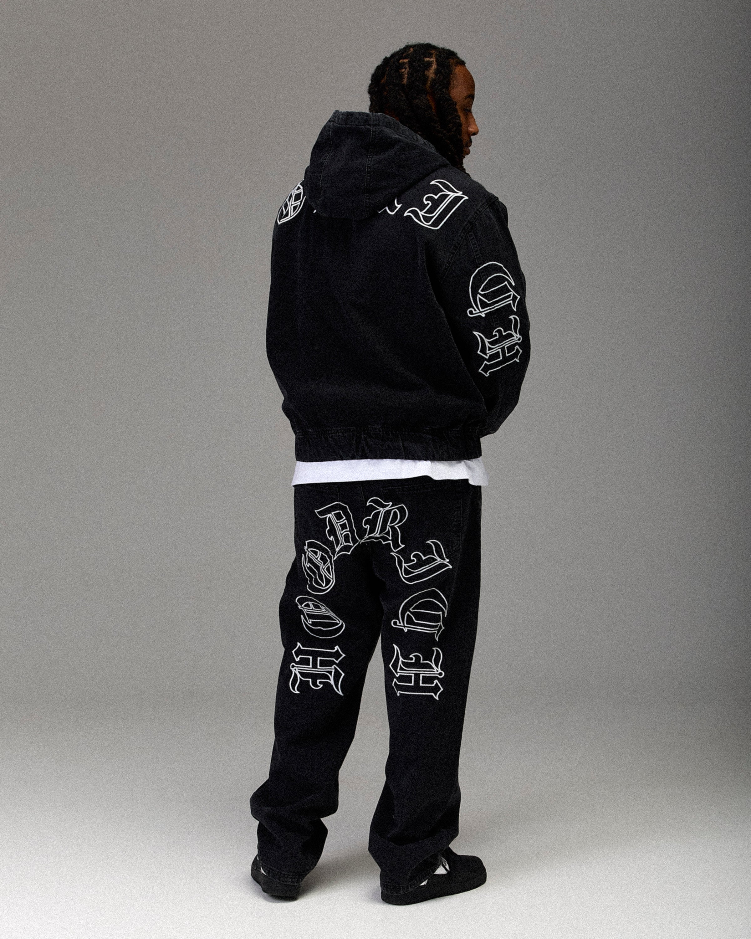 Pantaloni in denim Winner's Circle - Nero/Bianco