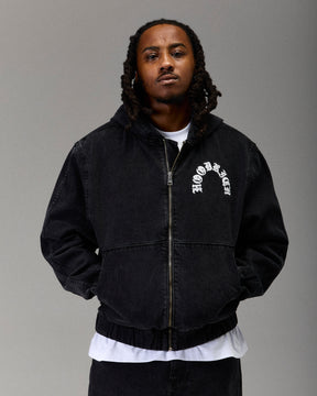 The Winner's Circle Denim Hooded Jacket - Black/White
