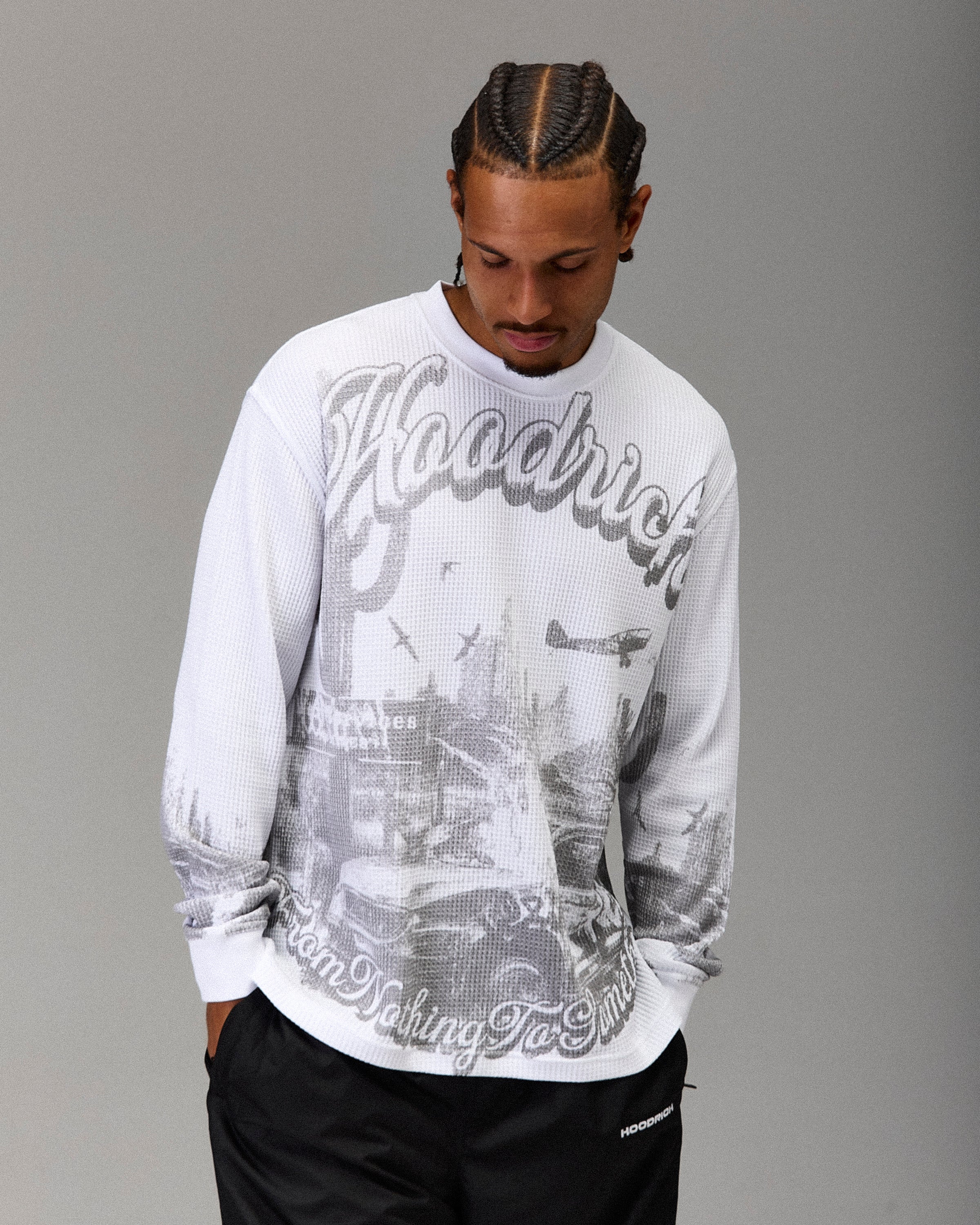 T-shirt oversize a maniche lunghe The Winner's Circle - Bianco/Grigio