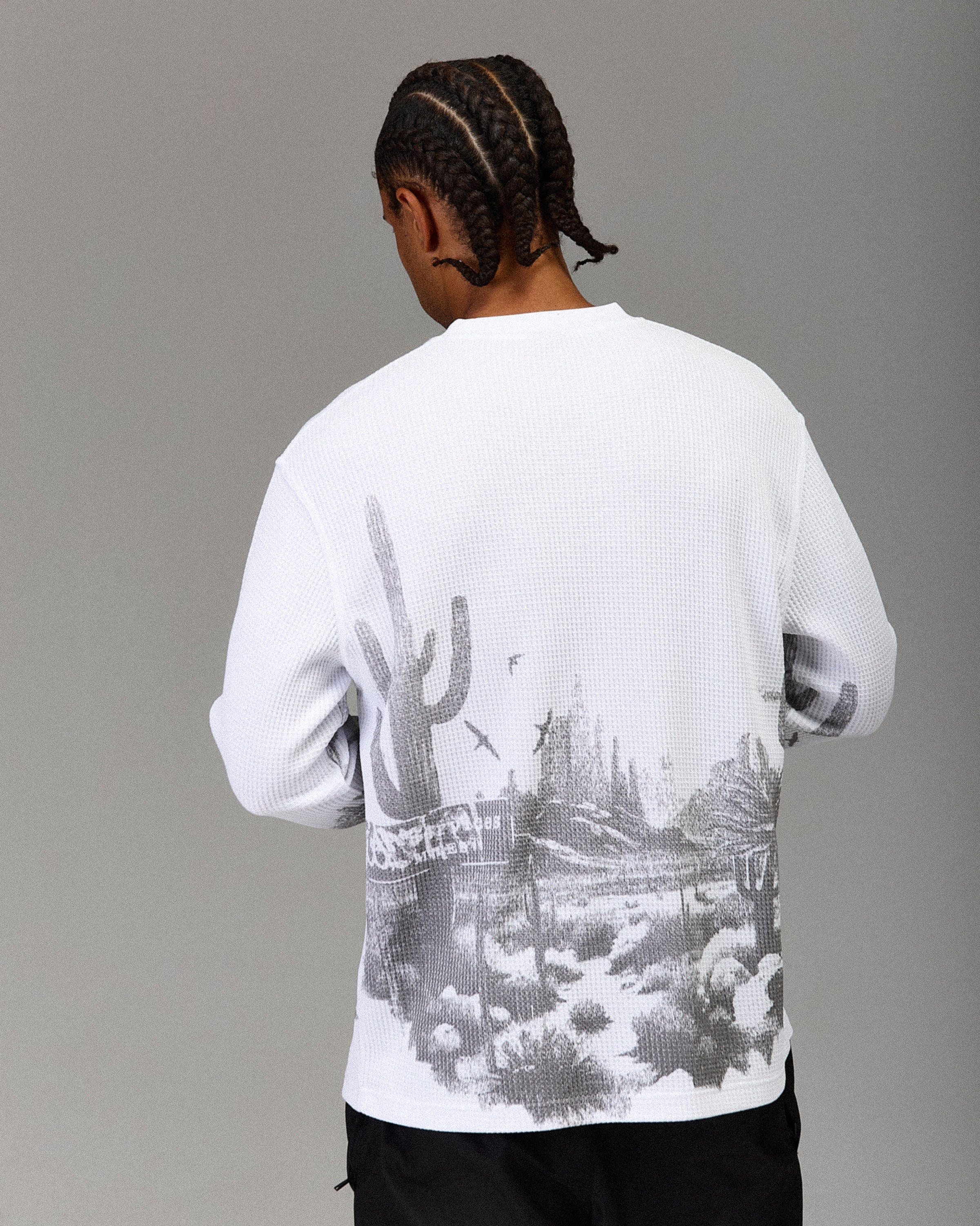 T-shirt oversize a maniche lunghe The Winner's Circle - Bianco/Grigio