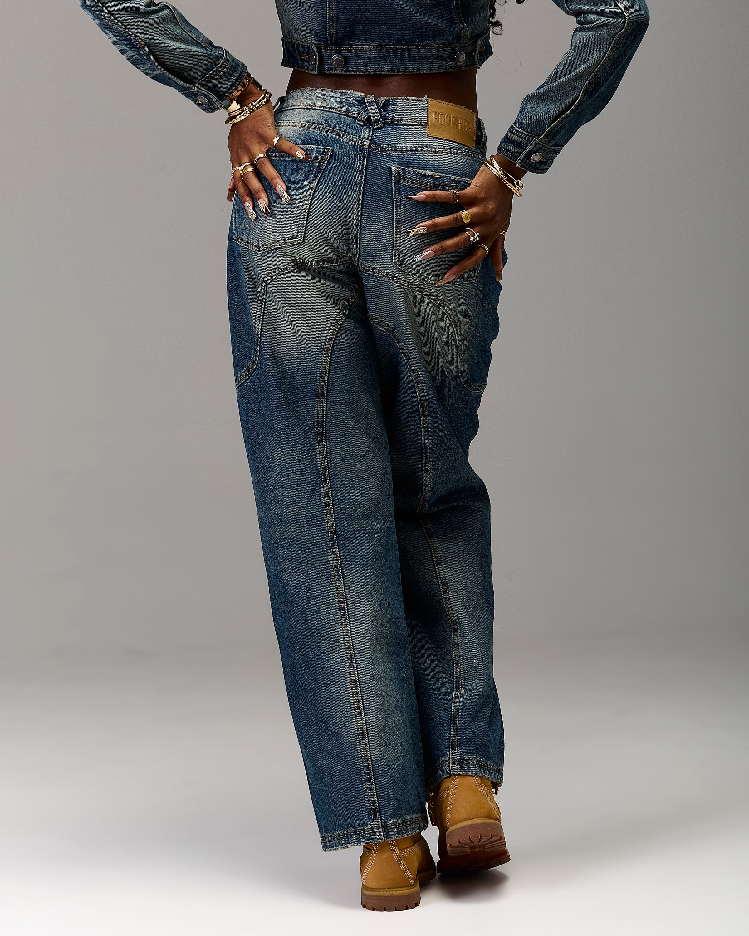 Jeans a gamba larga Snowdrift di Winner's Circle - Lavaggio sporco