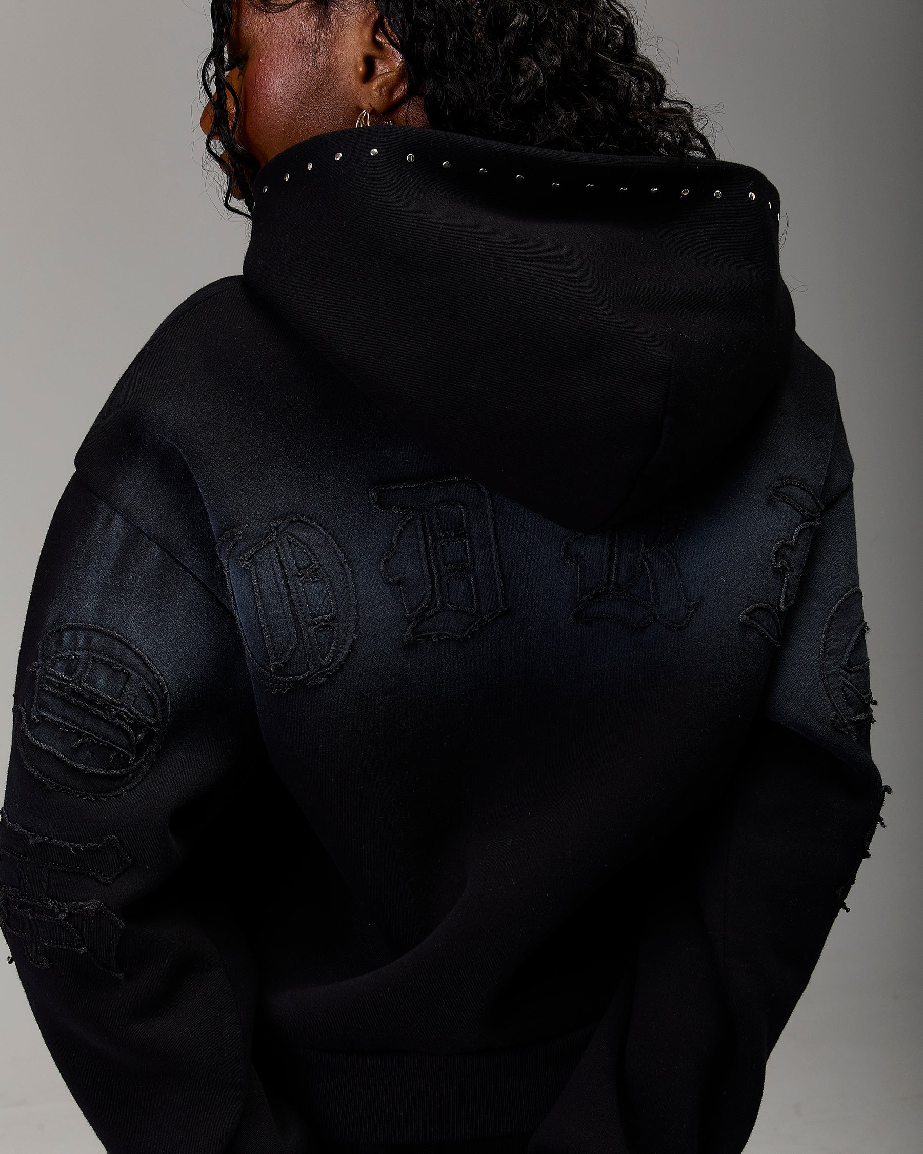The Winner's Circle Aspen Mid Length Zip Hoodie - Black Wash