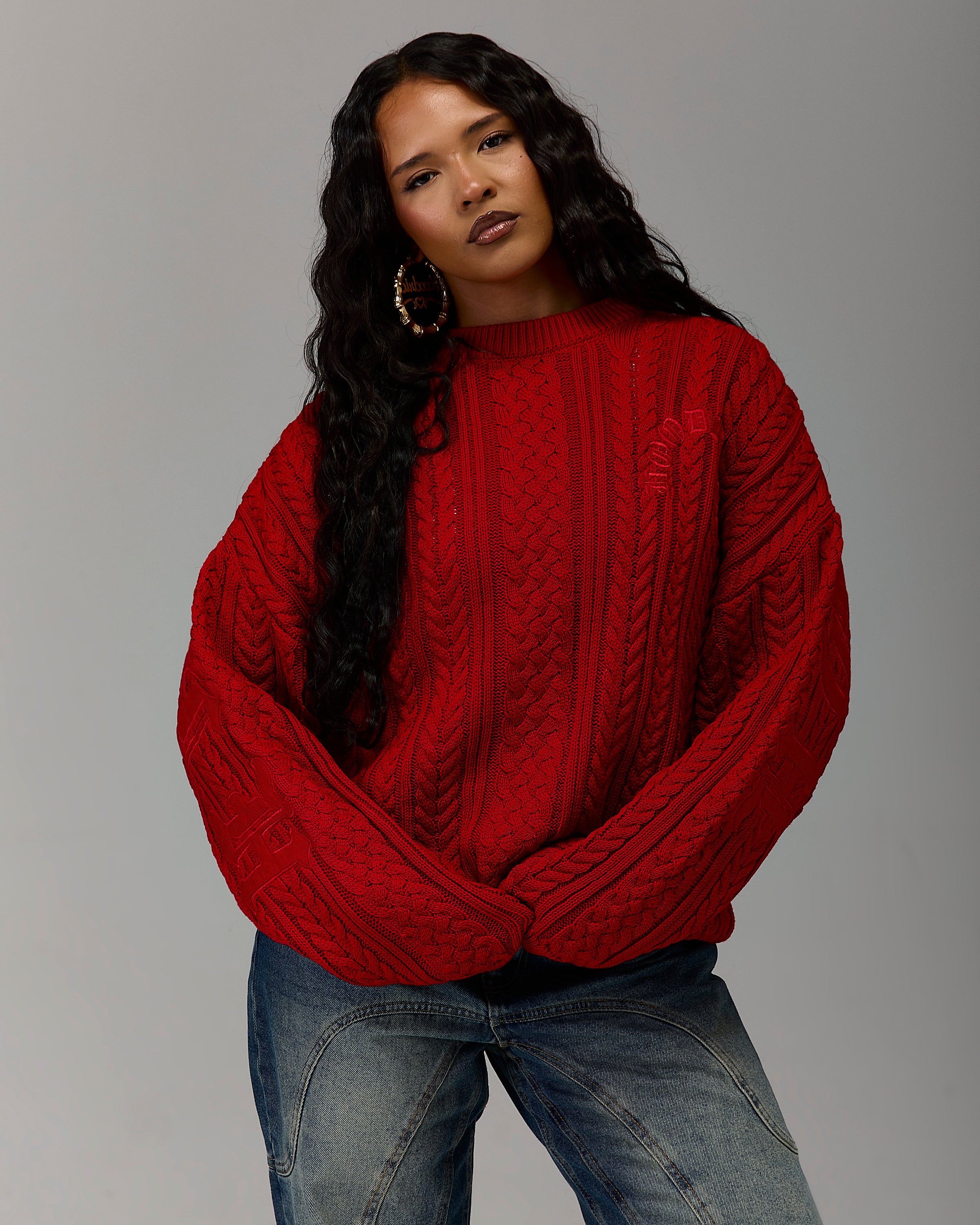Maglione in maglia Winner's Circle - Rosso fuoco