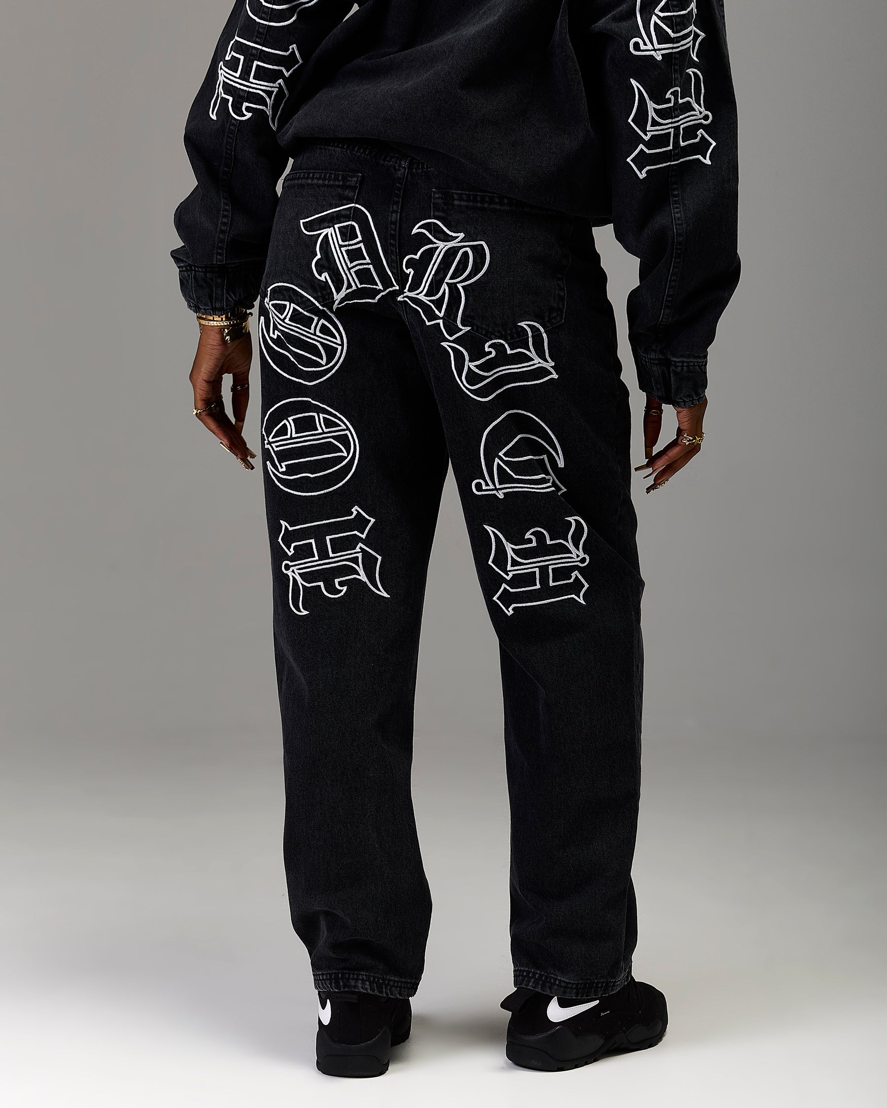 The Winner's Circle Denim Trousers - Black/White