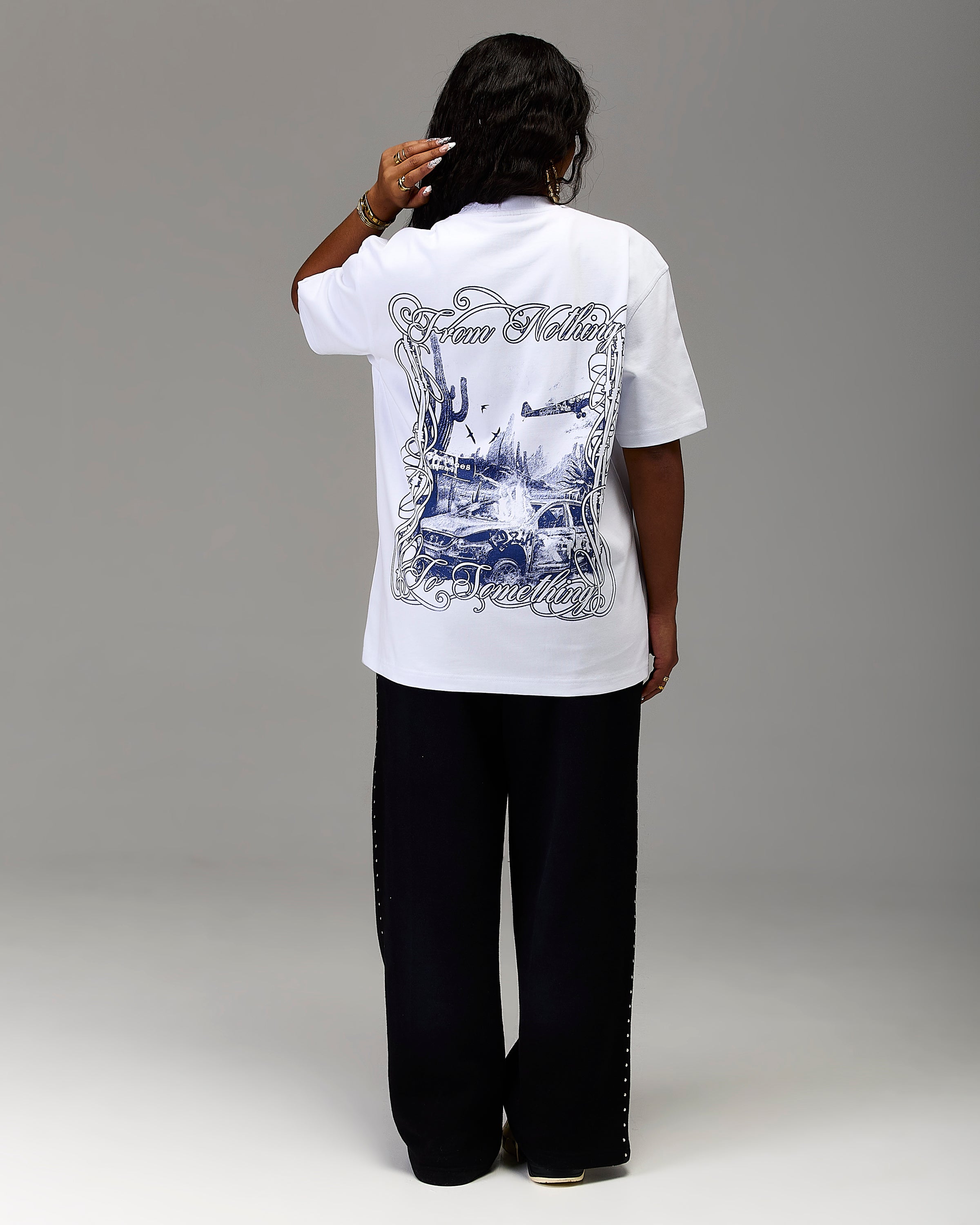 Maglietta oversize Winner's Circle - Bianco/Blu