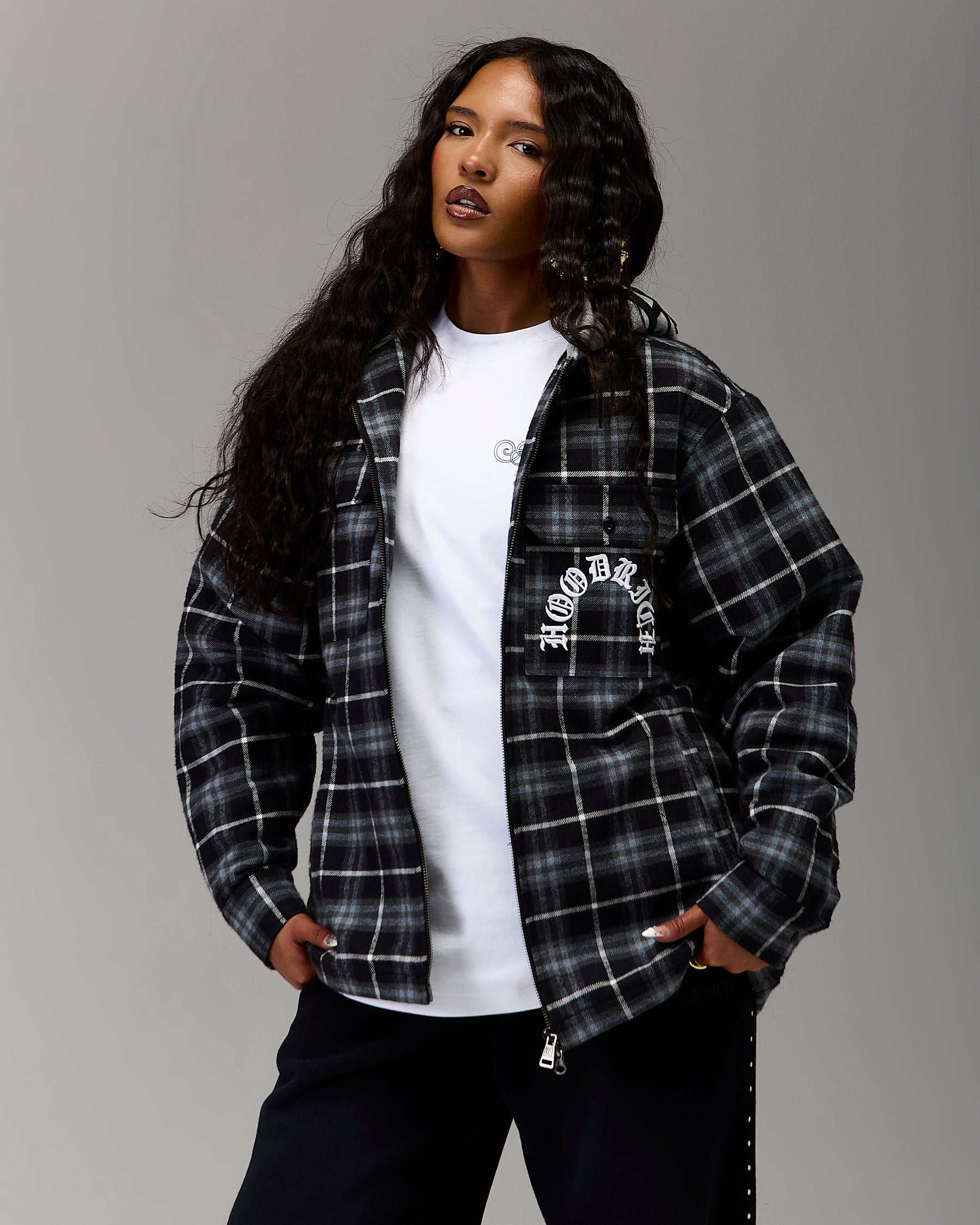 The Winner's Circle Hooded Plaid Shirt - Blue/Black