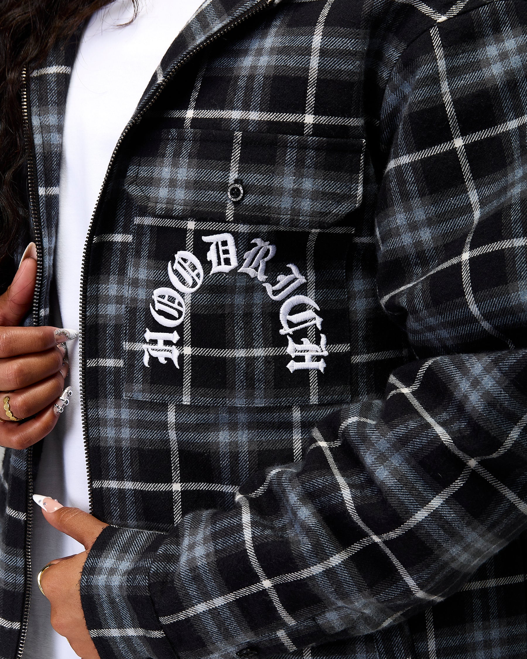 The Winner's Circle Hooded Plaid Shirt - Blue/Black